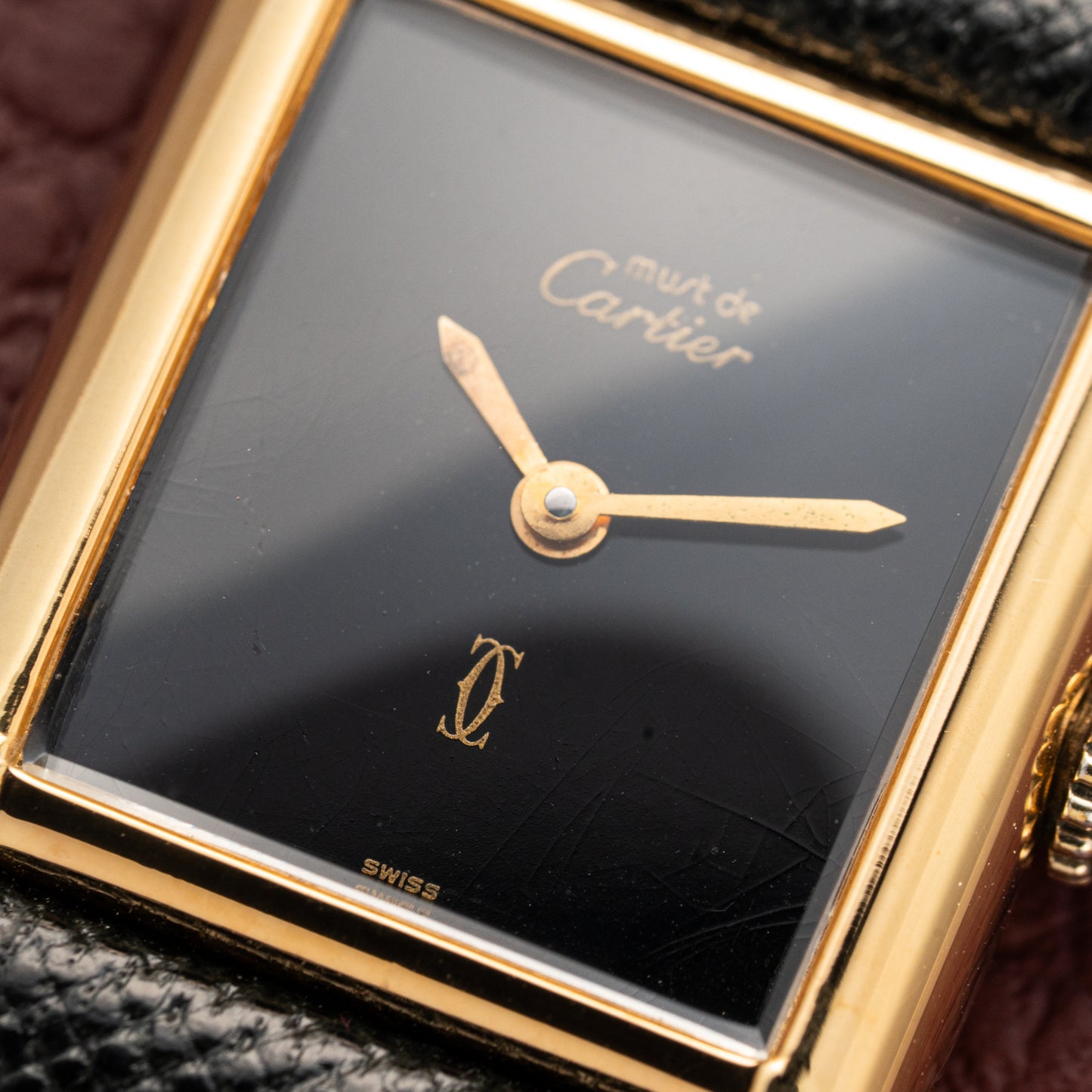 Cartier Tank Must de Vermeil Black Dial PM 1980s