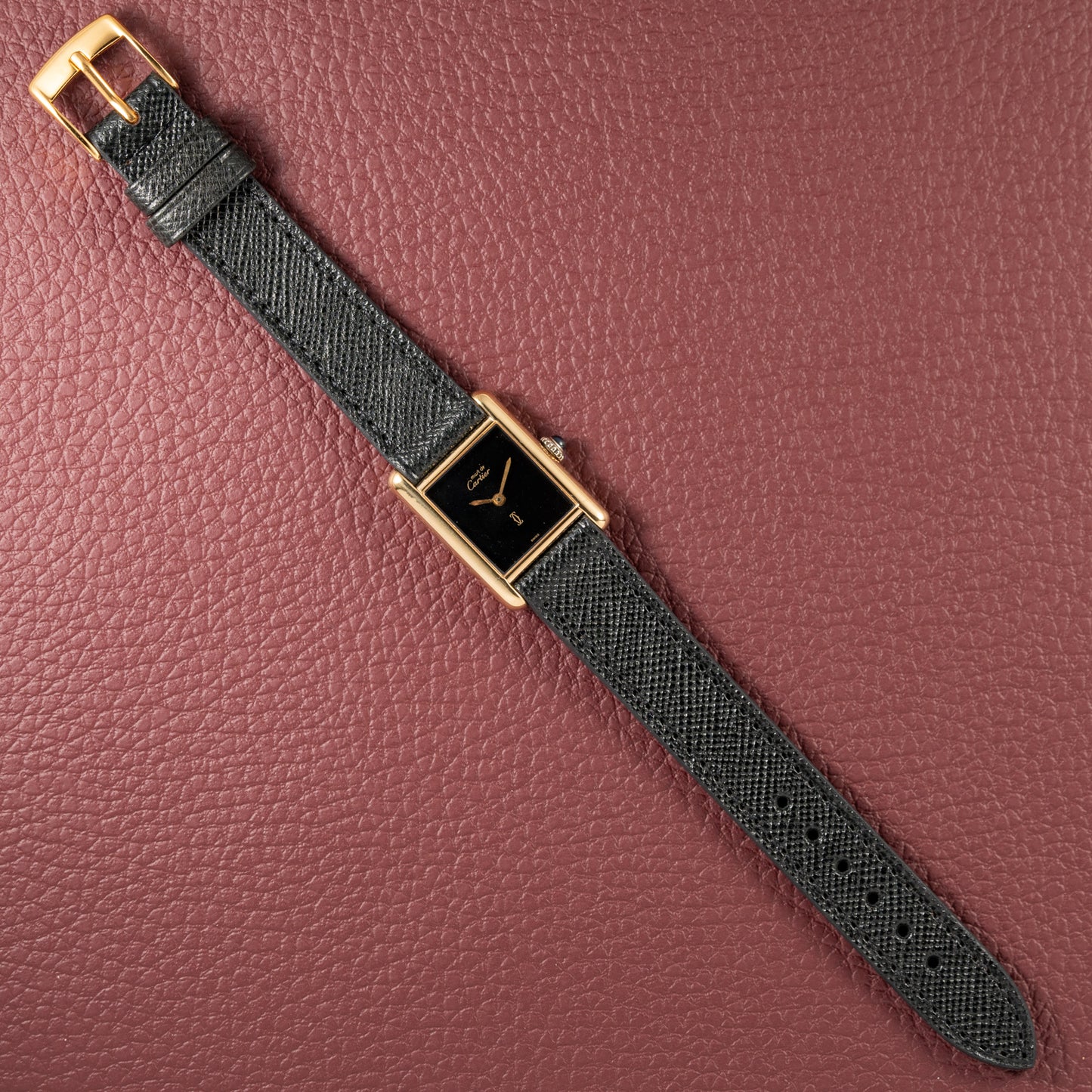 Cartier Tank Must de Vermeil Black Dial PM 1980s