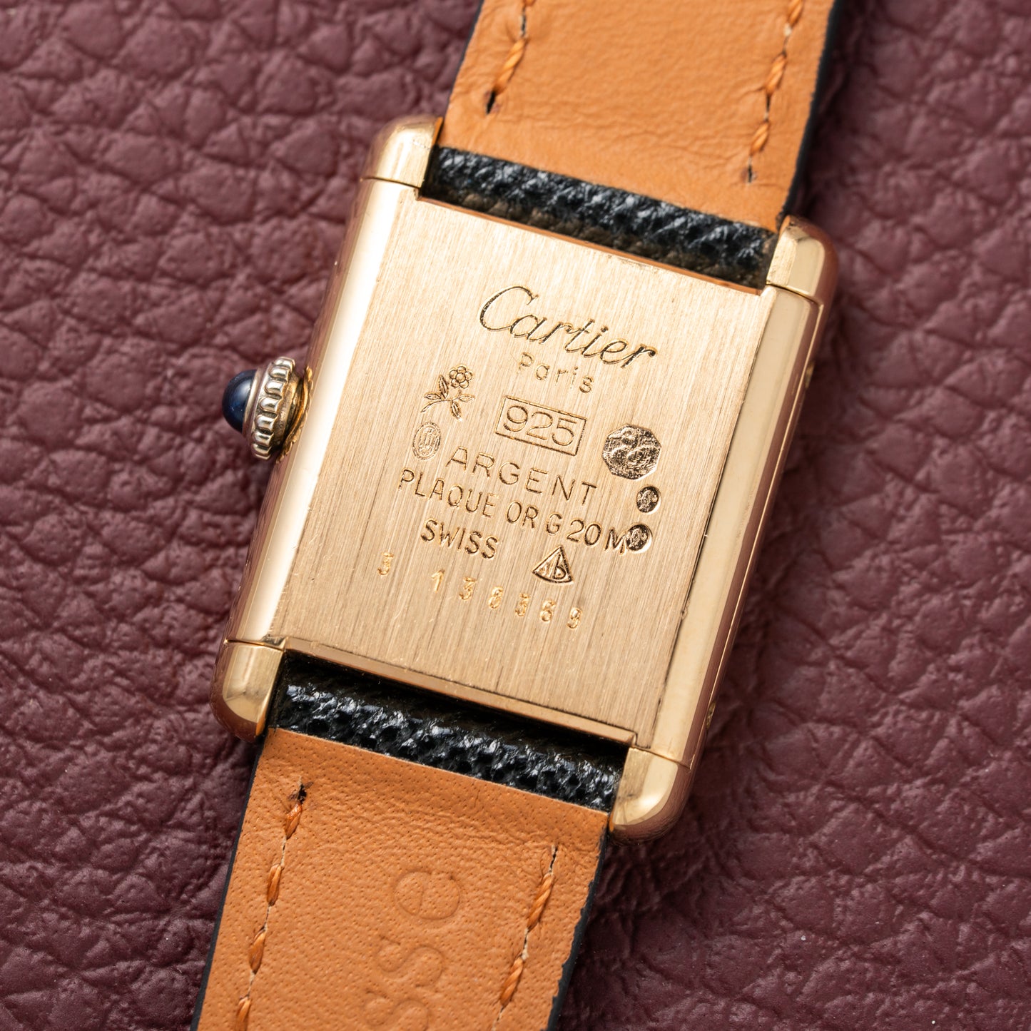 Cartier Tank Must de Vermeil Black Dial PM 1980s