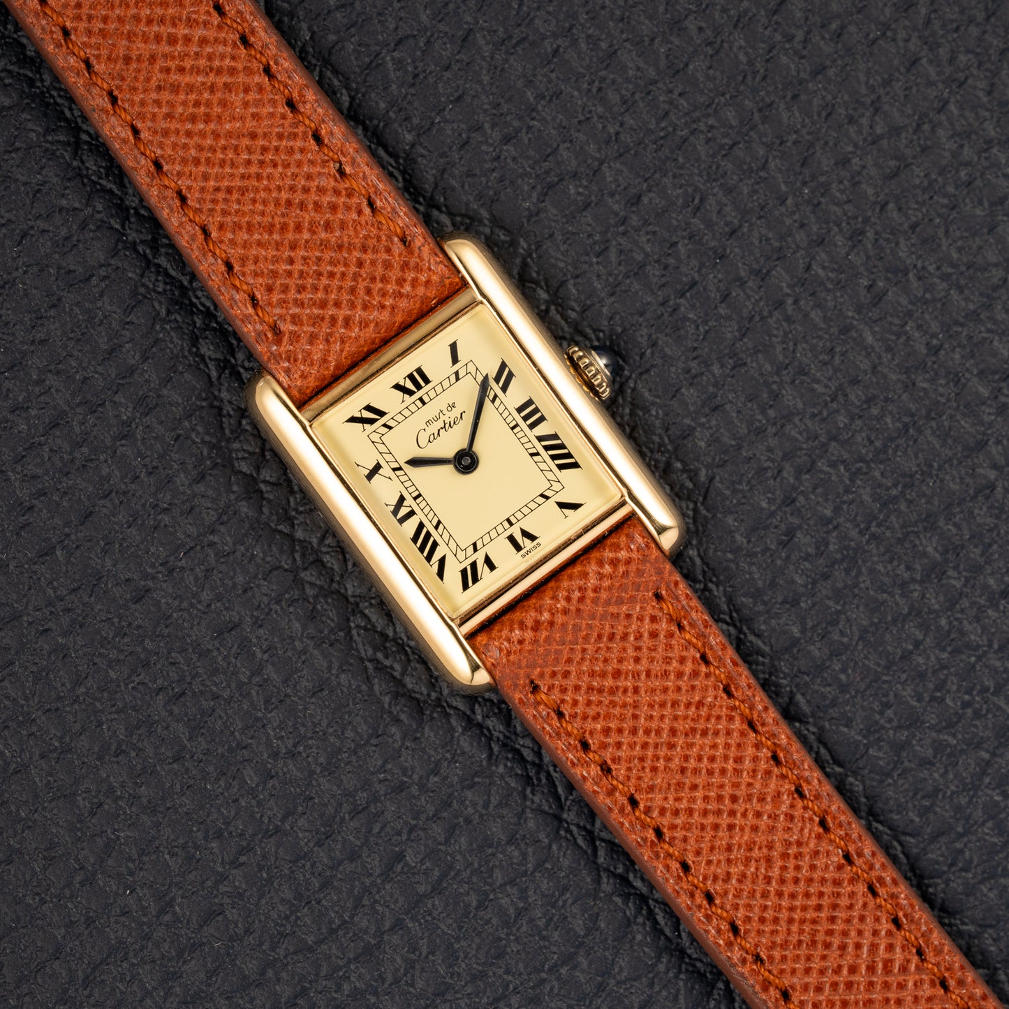 Cartier Tank Vermeil Full Set Roman Lemon Dial from 1981