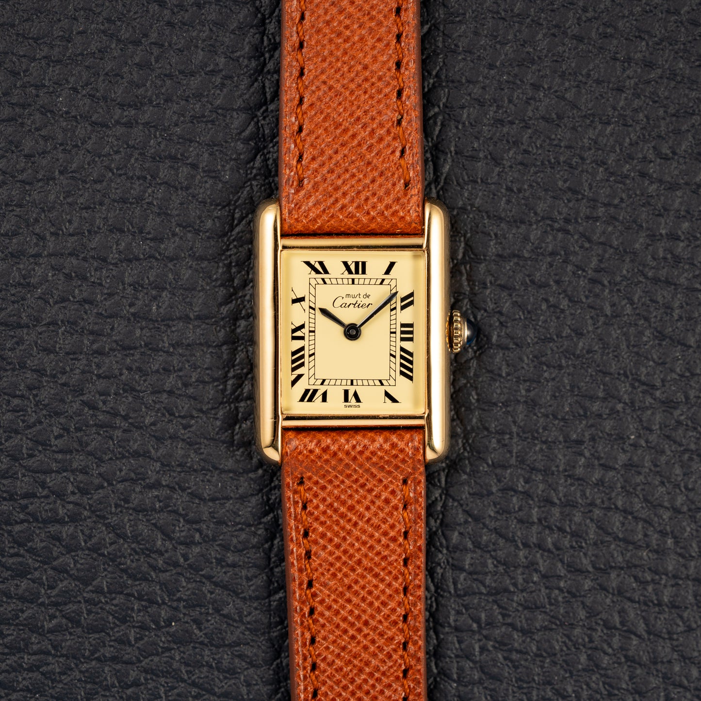 Cartier Tank Vermeil Full Set Roman Lemon Dial from 1981