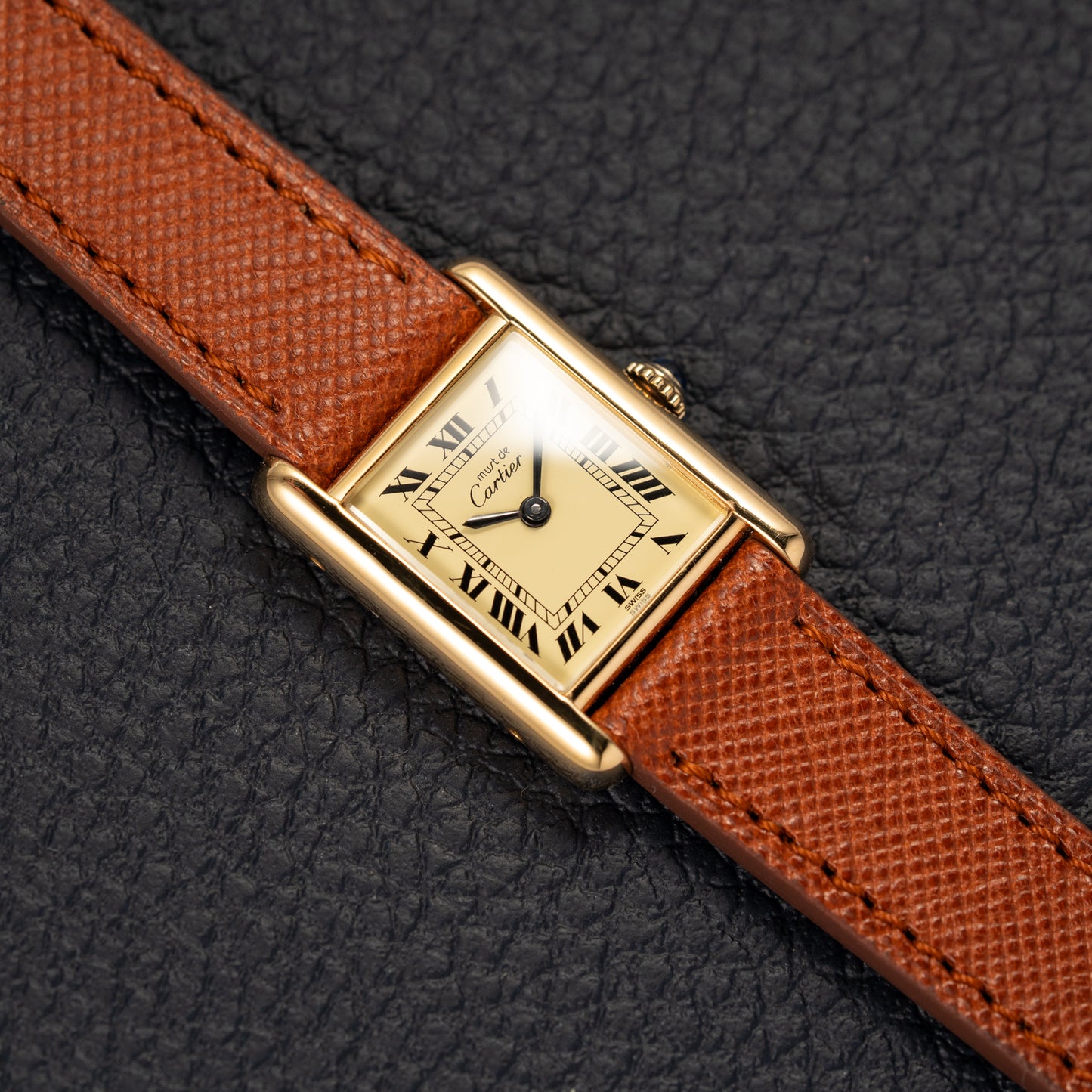 Cartier Tank Vermeil Full Set Roman Lemon Dial from 1981