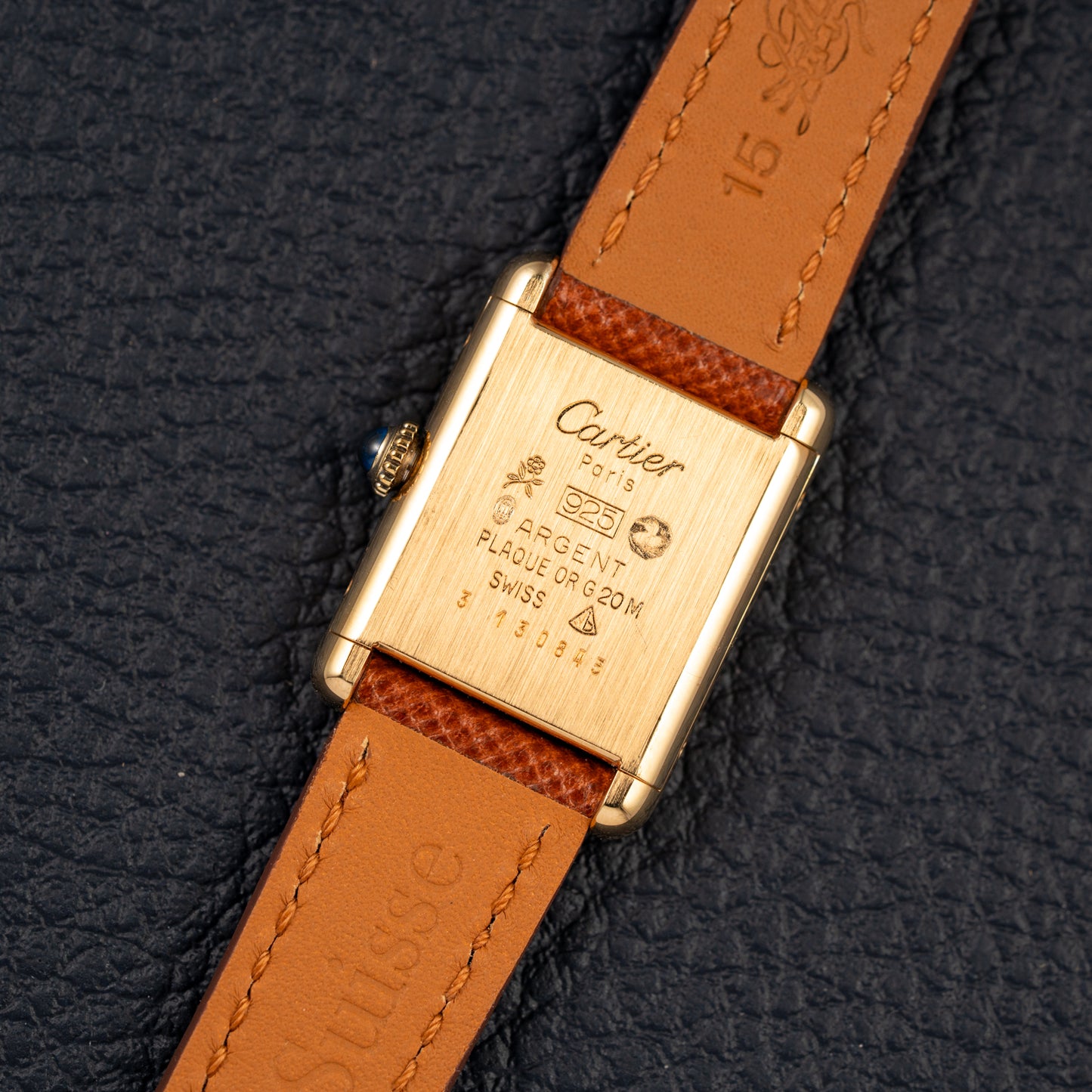 Cartier Tank Vermeil Full Set Roman Lemon Dial from 1981