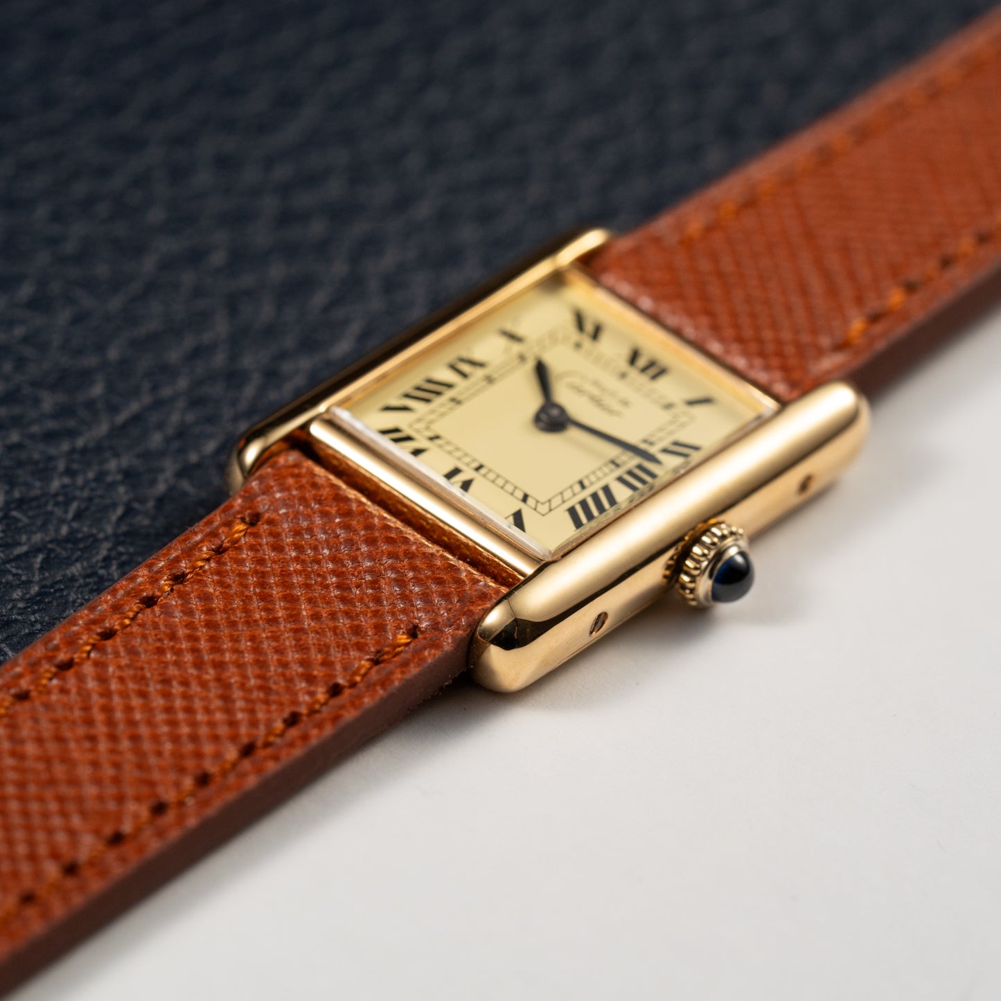 Cartier Tank Vermeil Full Set Roman Lemon Dial from 1981
