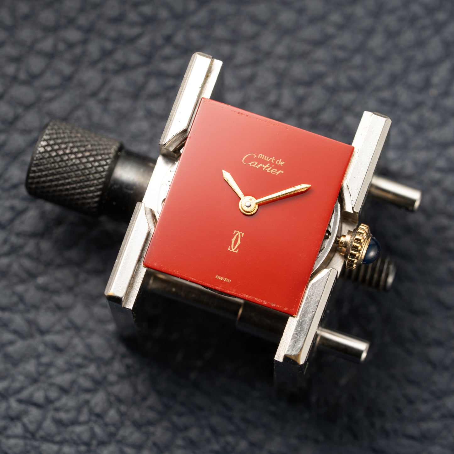 Cartier Must de Tank Vermeil Burgundy Red Dial PM 1980s