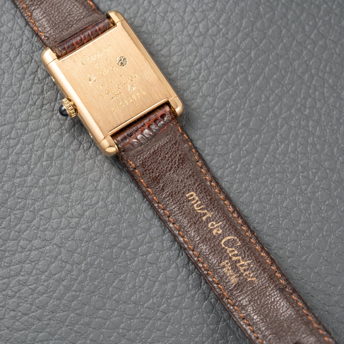 Cartier Must de Tank Vermeil Burgundy Red Dial PM 1980s