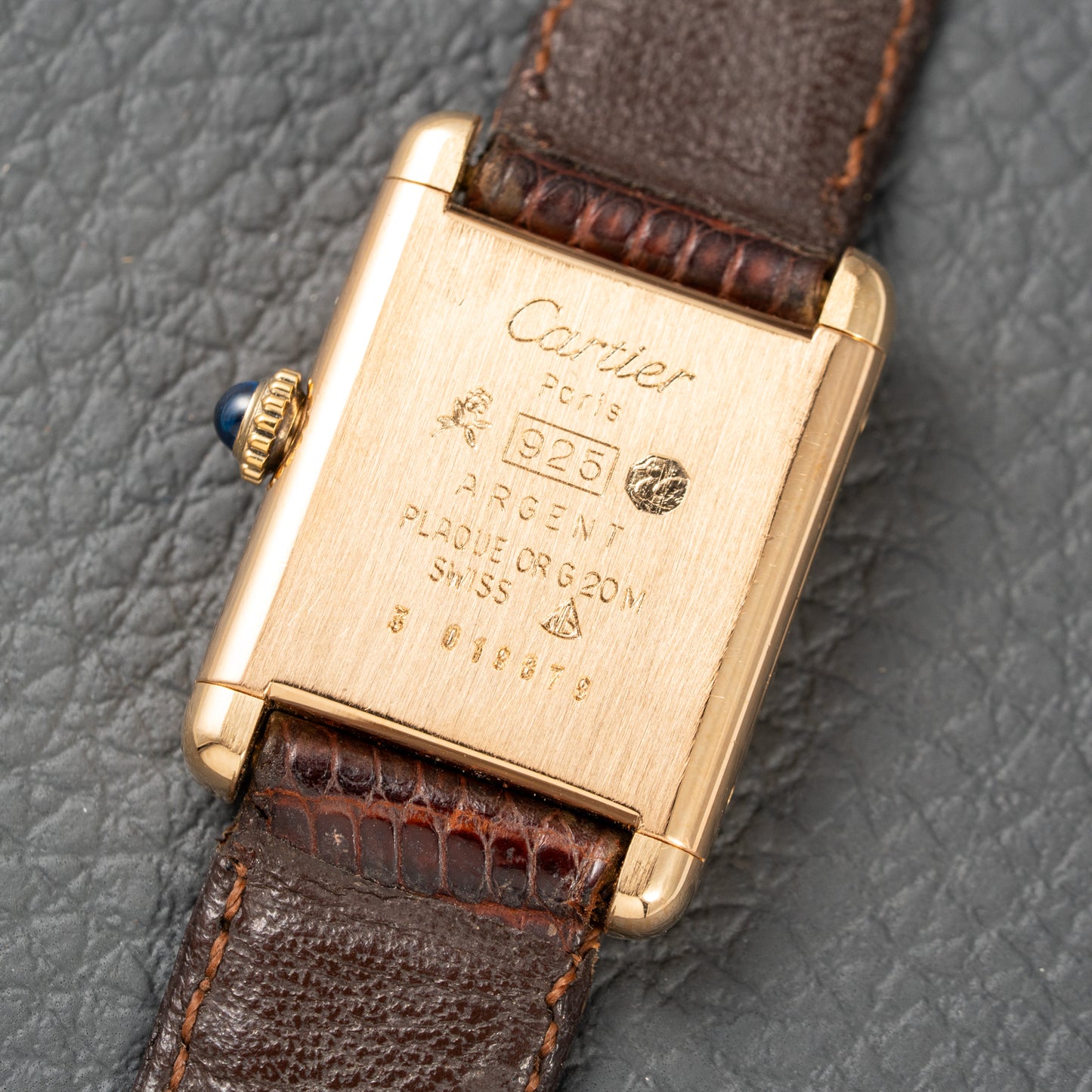 Cartier Must de Tank Vermeil Burgundy Red Dial PM 1980s