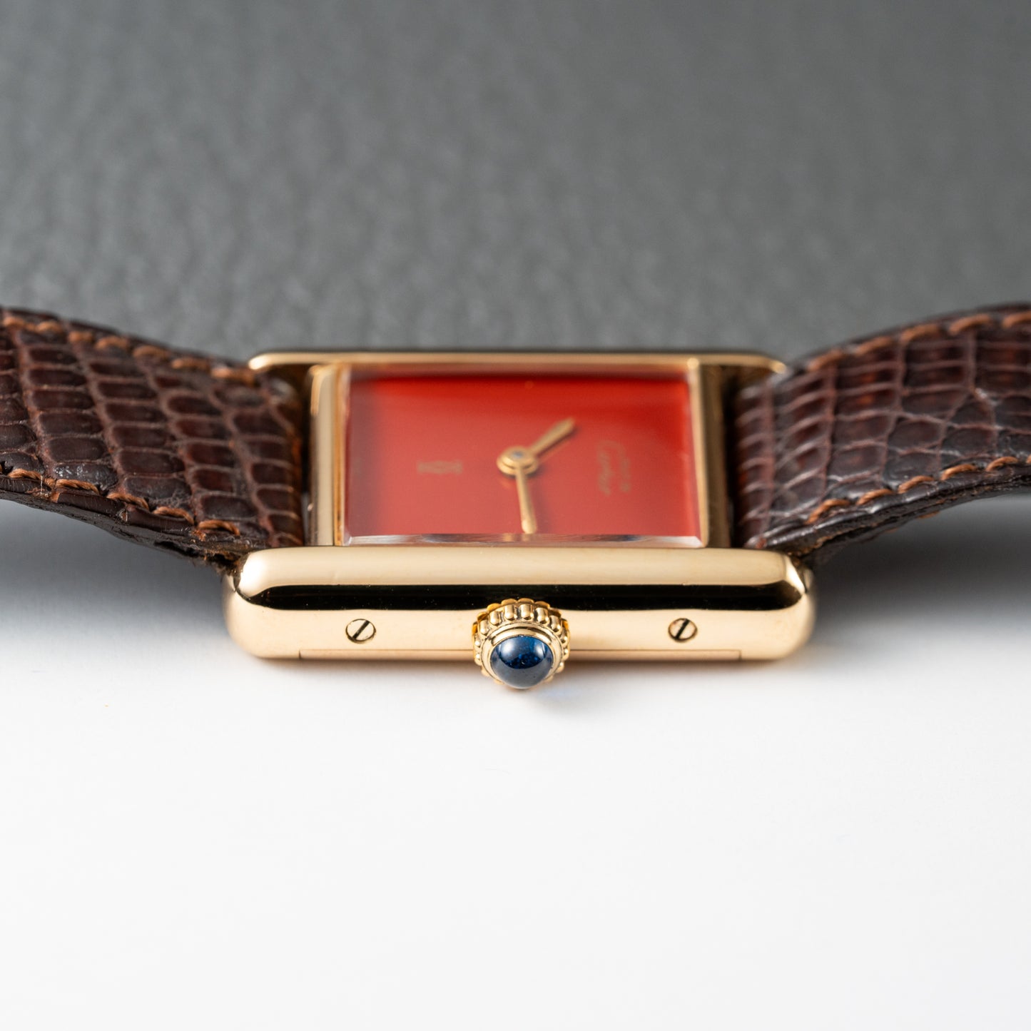 Cartier Must de Tank Vermeil Burgundy Red Dial PM 1980s