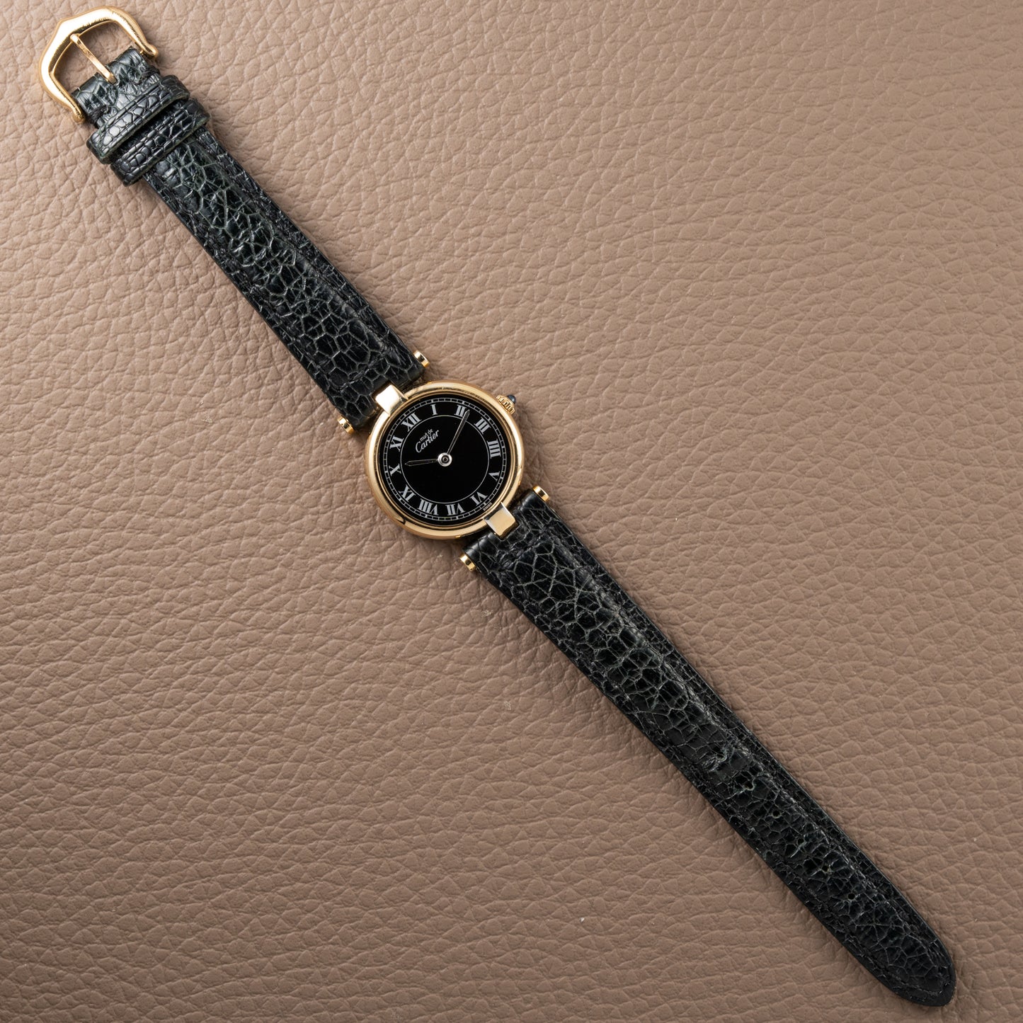 Cartier Must de Vendôme Black Roman Dial Vermeil Ref. 590004 from the 1990s