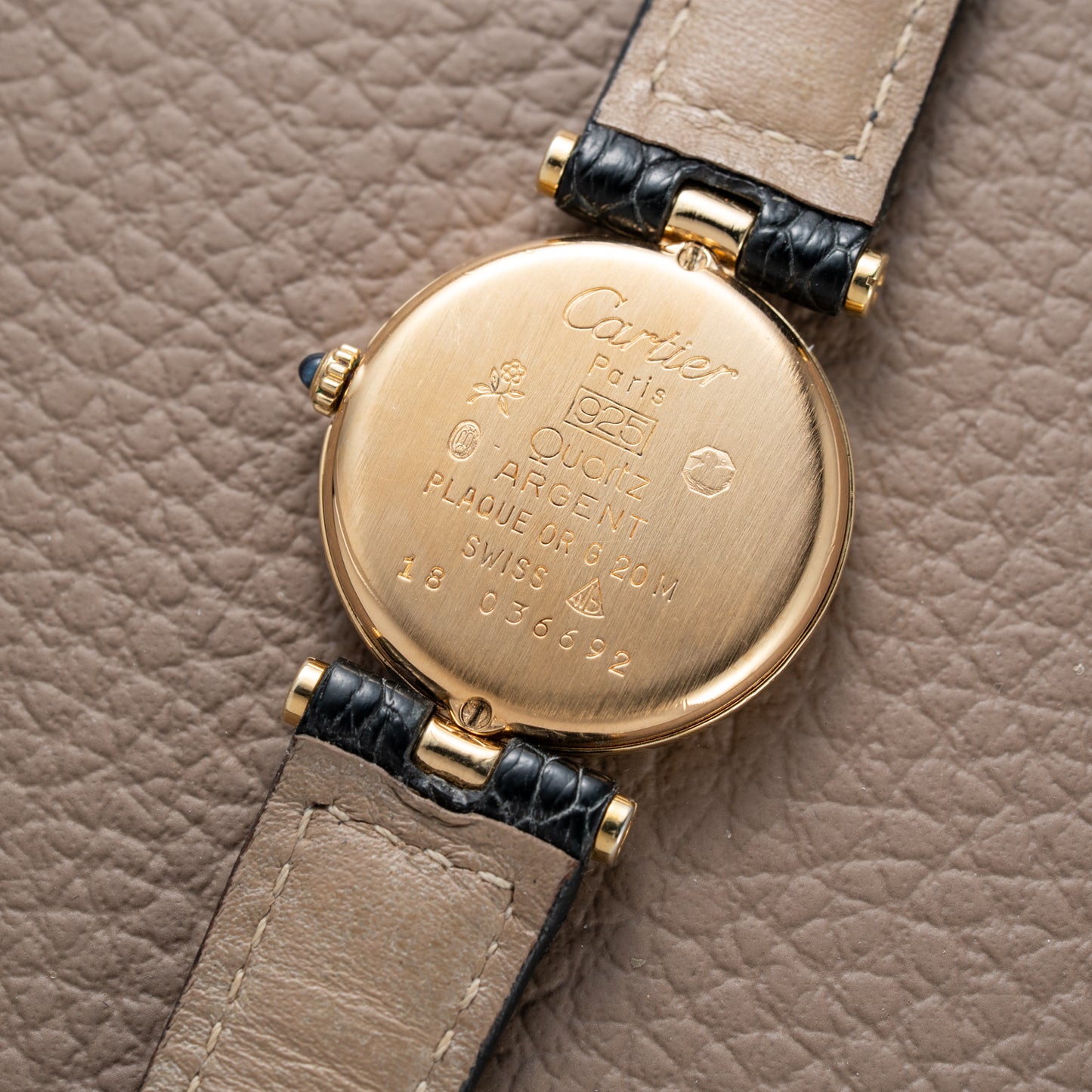 Cartier Must de Vendôme Black Roman Dial Vermeil Ref. 590004 from the 1990s