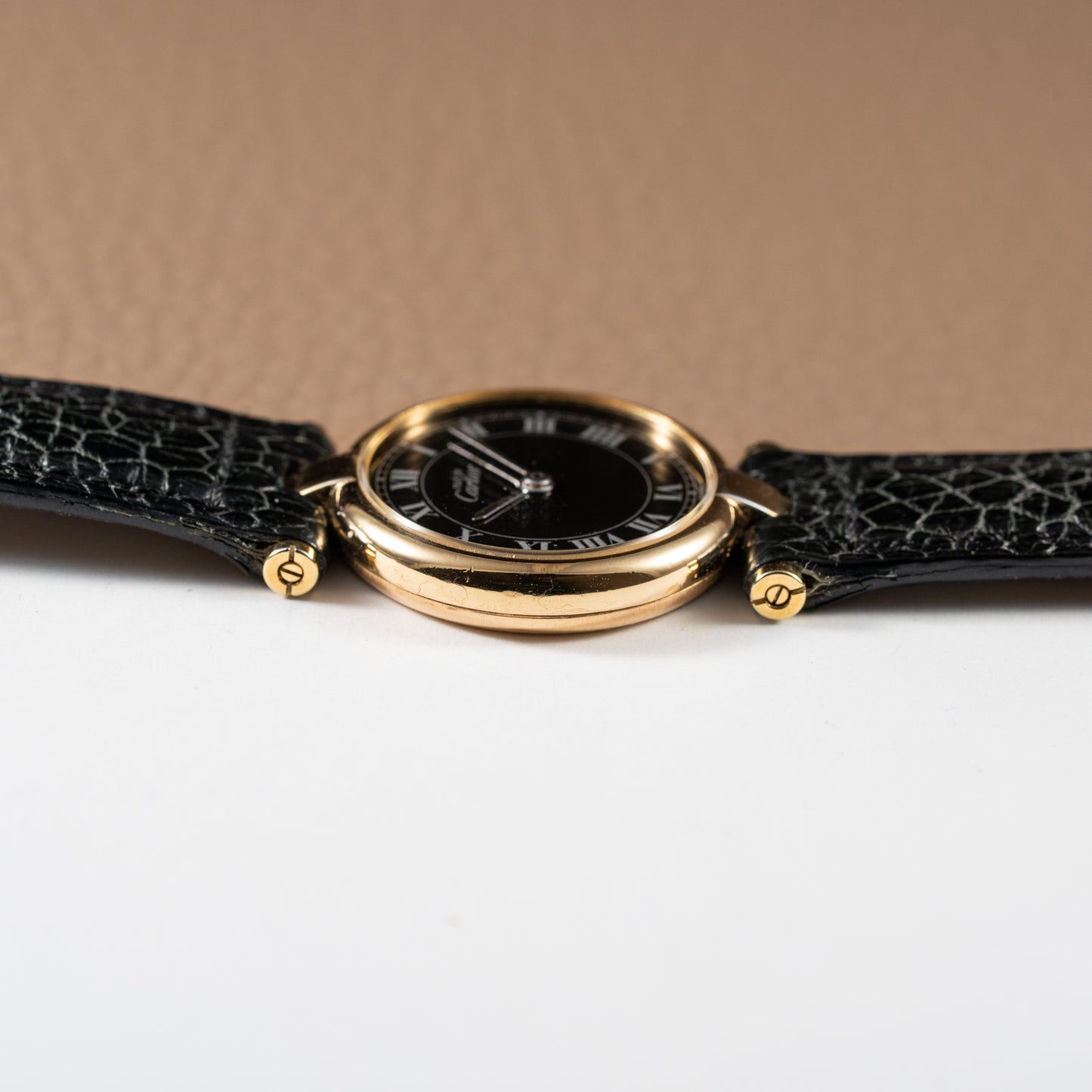 Cartier Must de Vendôme Black Roman Dial Vermeil Ref. 590004 from the 1990s