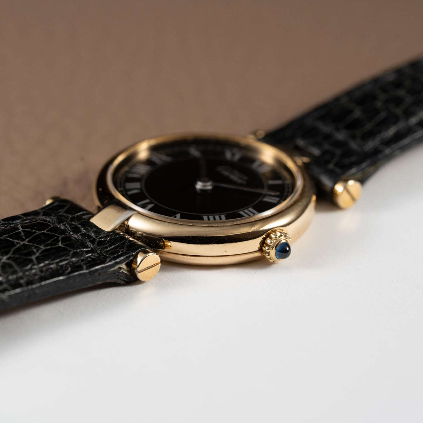 Cartier Must de Vendôme Black Roman Dial Vermeil Ref. 590004 from the 1990s
