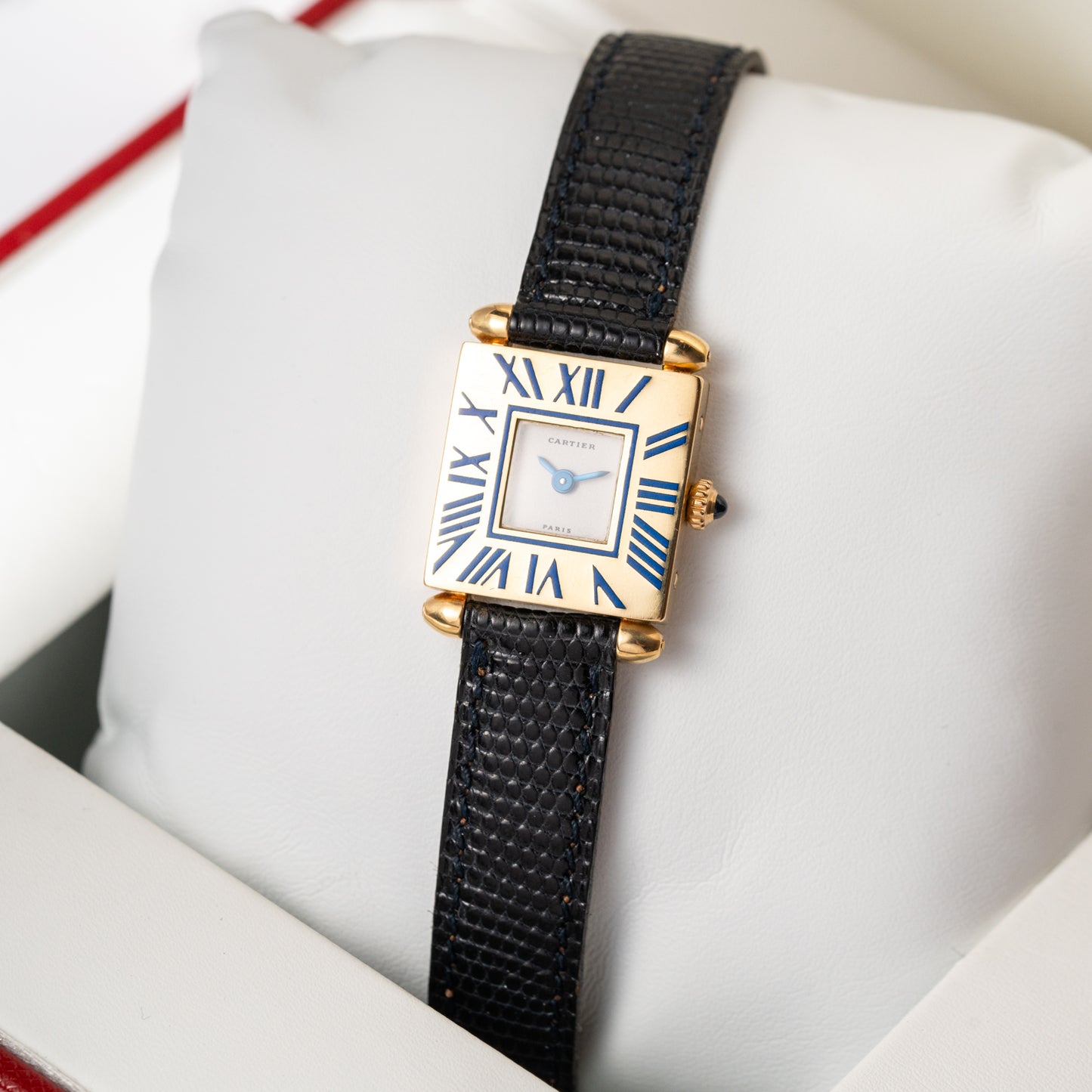 Cartier Obus Quadrant Blue Enamel Paris Dial Small Model Ref. A101