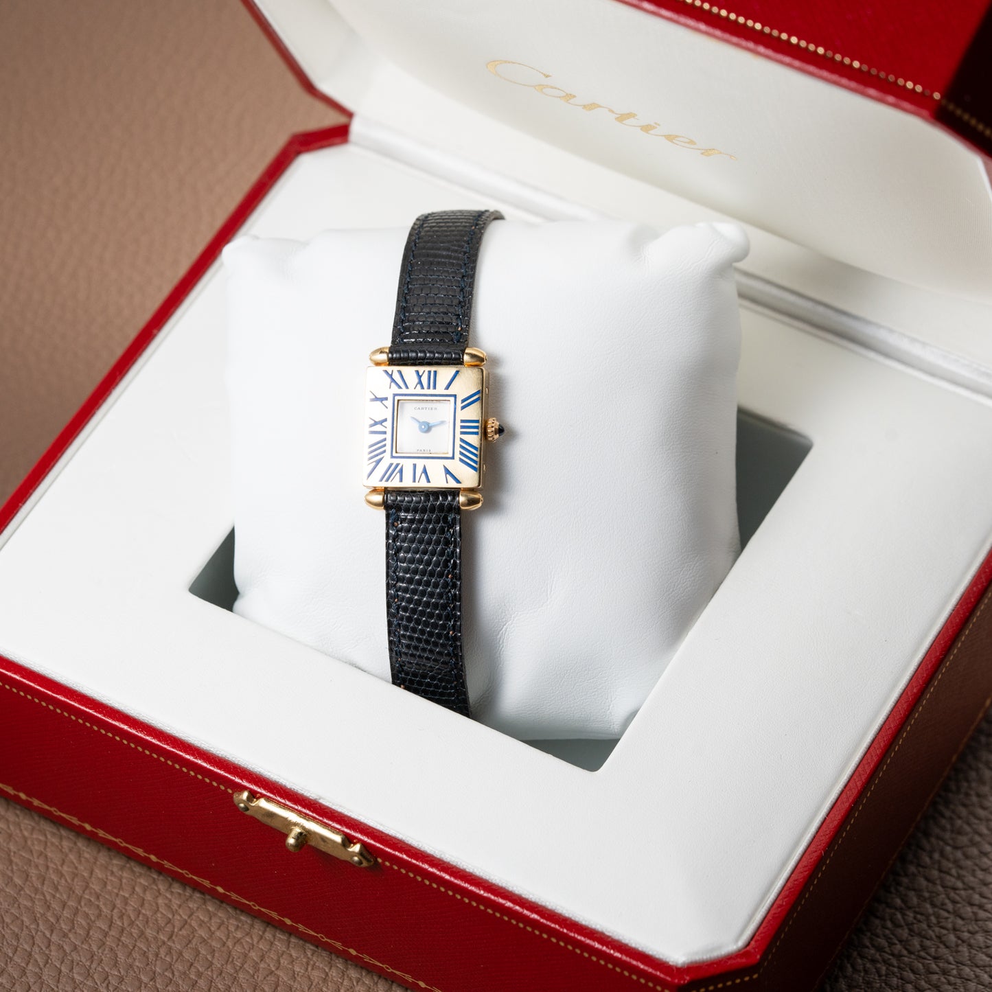 Cartier Obus Quadrant Blue Enamel Paris Dial Small Model Ref. A101