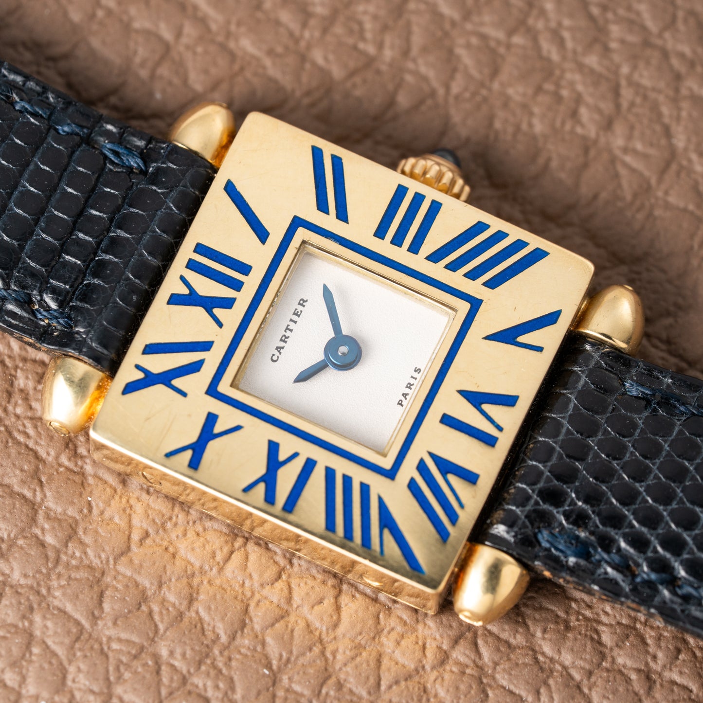 Cartier Obus Quadrant Blue Enamel Paris Dial Small Model Ref. A101