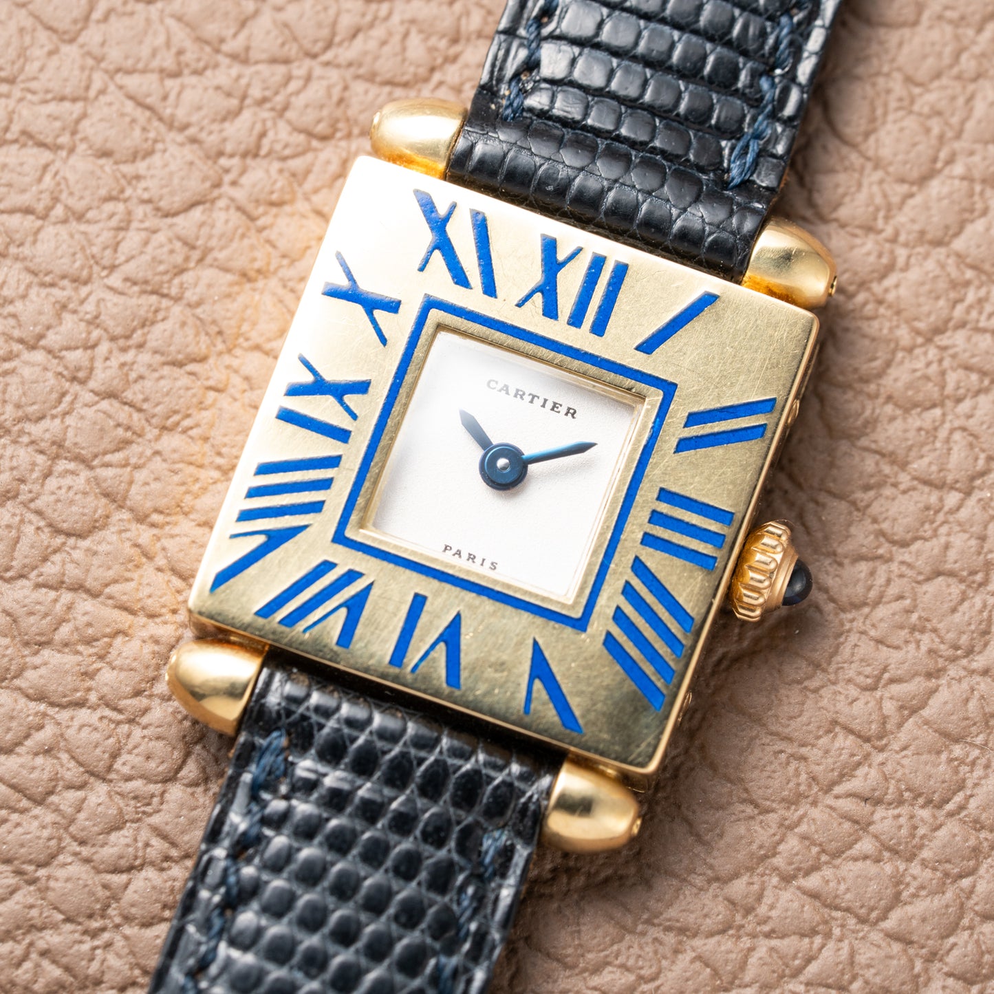 Cartier Obus Quadrant Blue Enamel Paris Dial Small Model Ref. A101