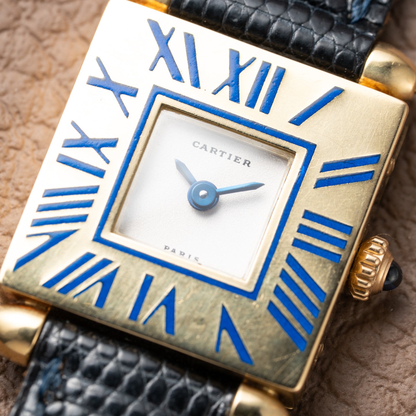 Cartier Obus Quadrant Blue Enamel Paris Dial Small Model Ref. A101