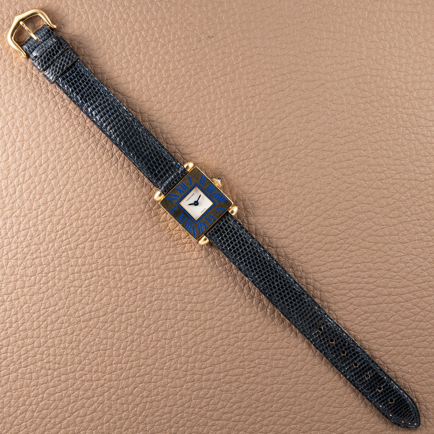 Cartier Obus Quadrant Blue Enamel Paris Dial Small Model Ref. A101