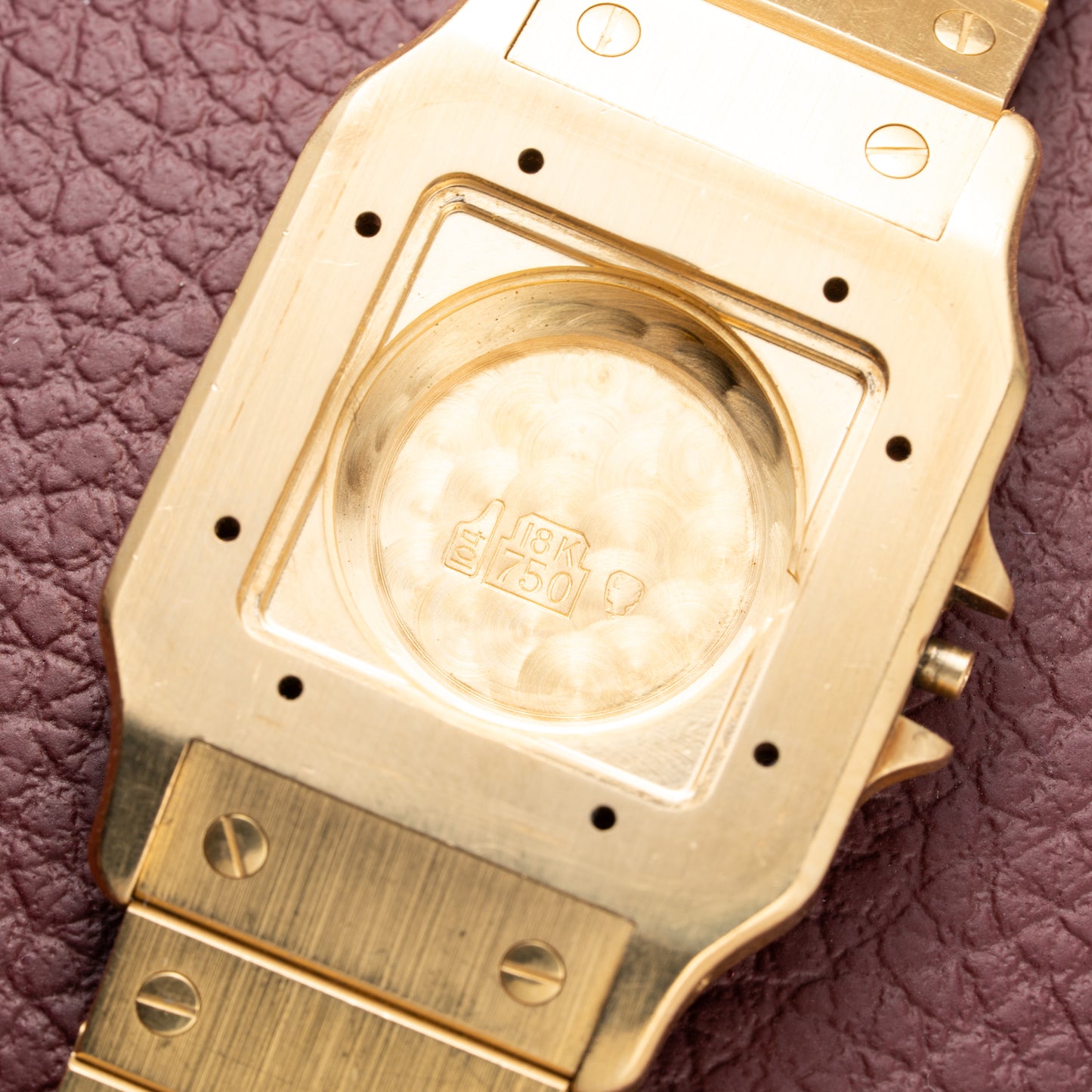 Cartier Santos Carrée Or Massif Gordon Gekko Unpolished 18k Yellow Gold Ref 2960 from 1980s
