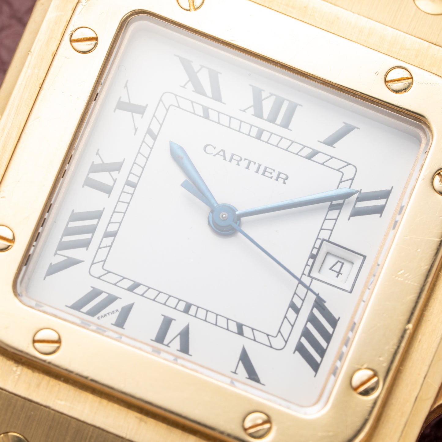 Cartier Santos Carrée Or Massif Gordon Gekko Unpolished 18k Yellow Gold Ref 2960 from 1980s