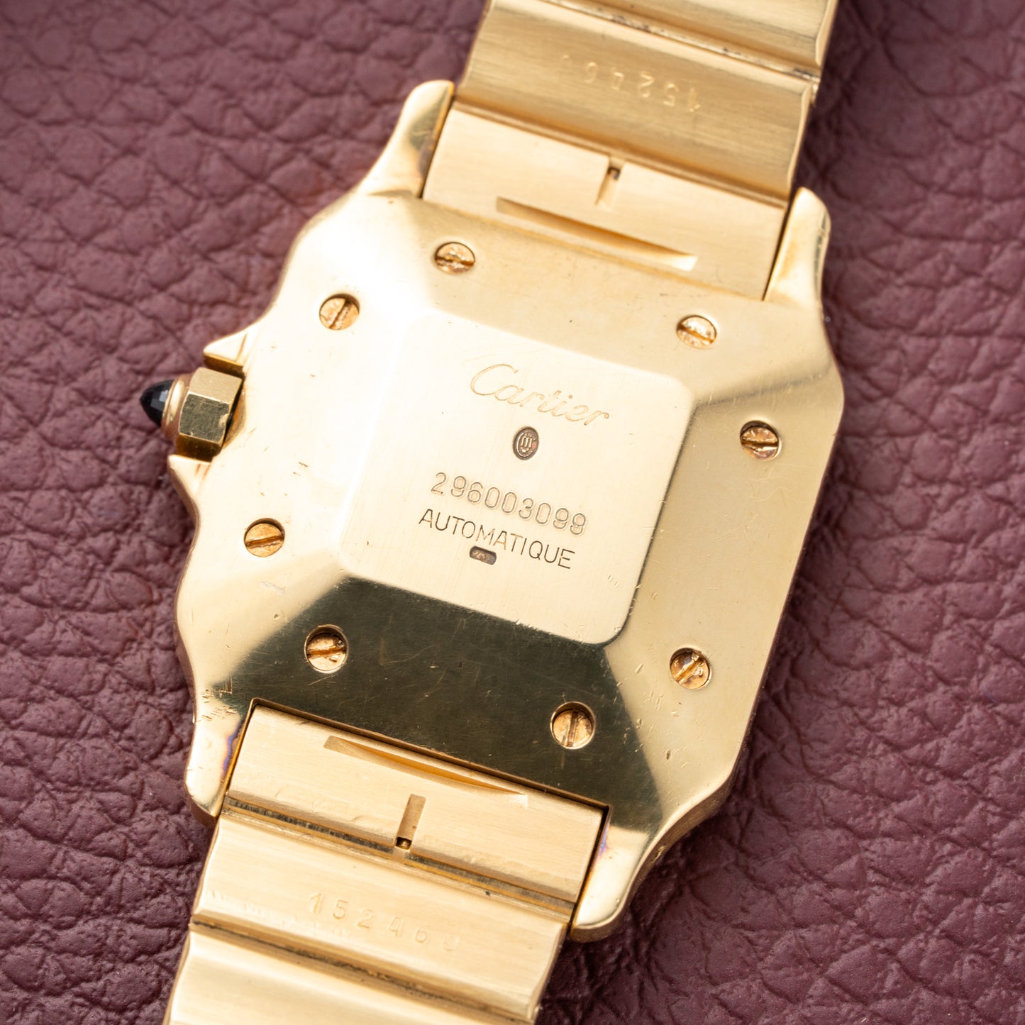 Cartier Santos Carrée Or Massif Gordon Gekko Unpolished 18k Yellow Gold Ref 2960 from 1980s