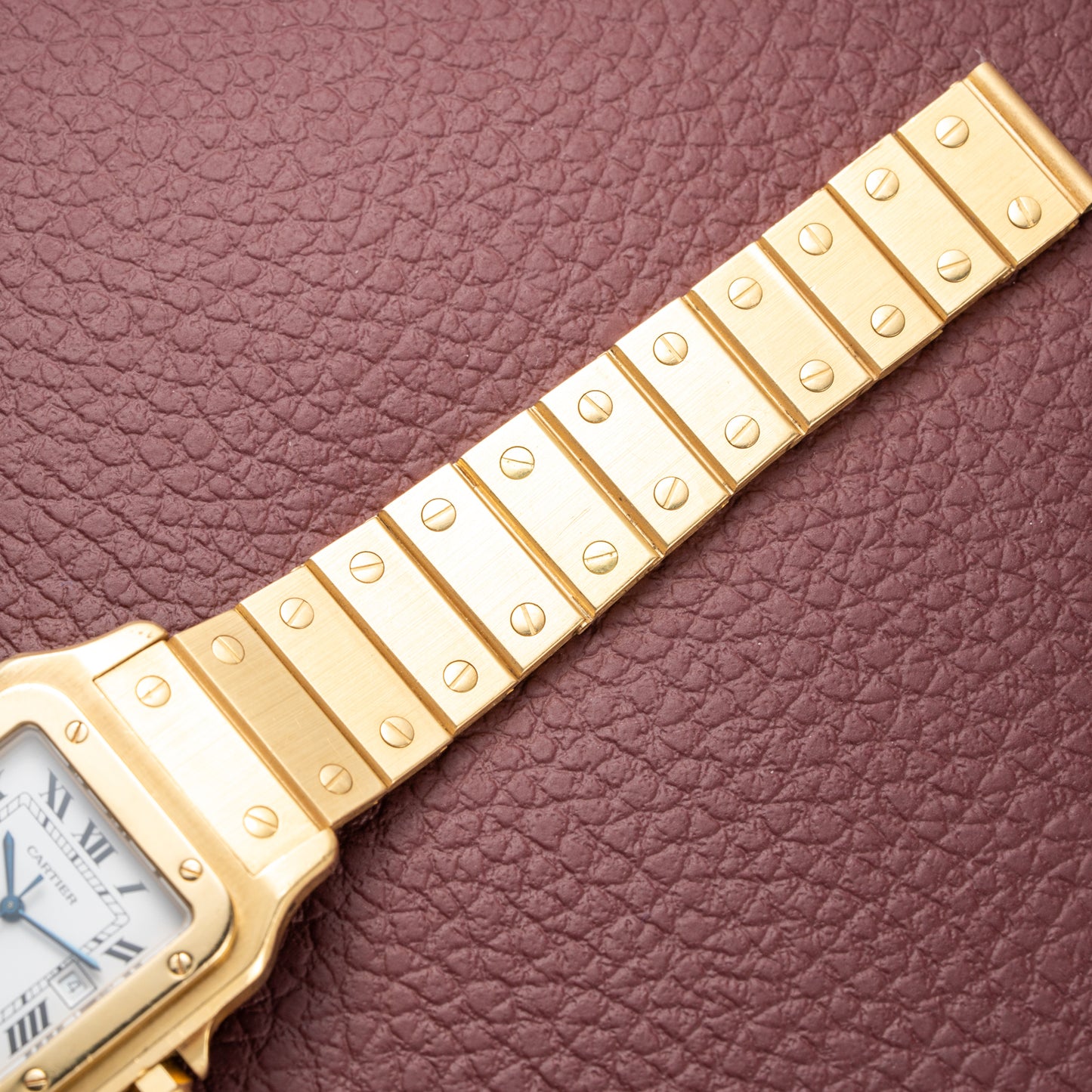 Cartier Santos Carrée Or Massif Gordon Gekko Unpolished 18k Yellow Gold Ref 2960 from 1980s