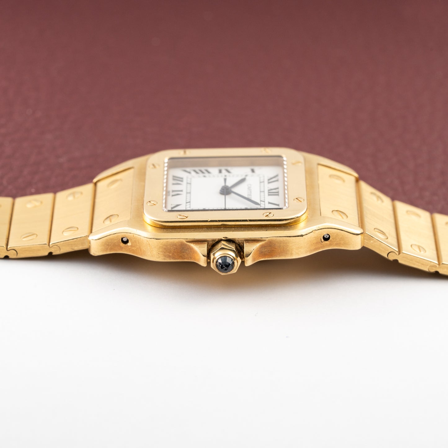 Cartier Santos Carrée Or Massif Gordon Gekko Unpolished 18k Yellow Gold Ref 2960 from 1980s