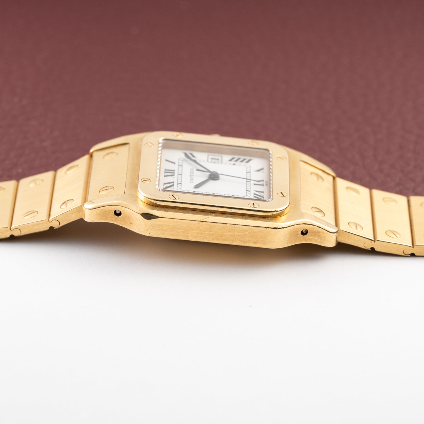 Cartier Santos Carrée Or Massif Gordon Gekko Unpolished 18k Yellow Gold Ref 2960 from 1980s