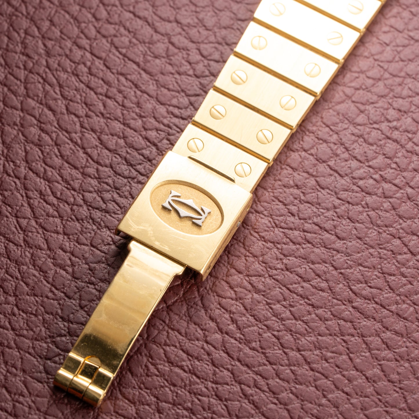 Cartier Santos Carrée Or Massif Gordon Gekko Unpolished 18k Yellow Gold Ref 2960 from 1980s
