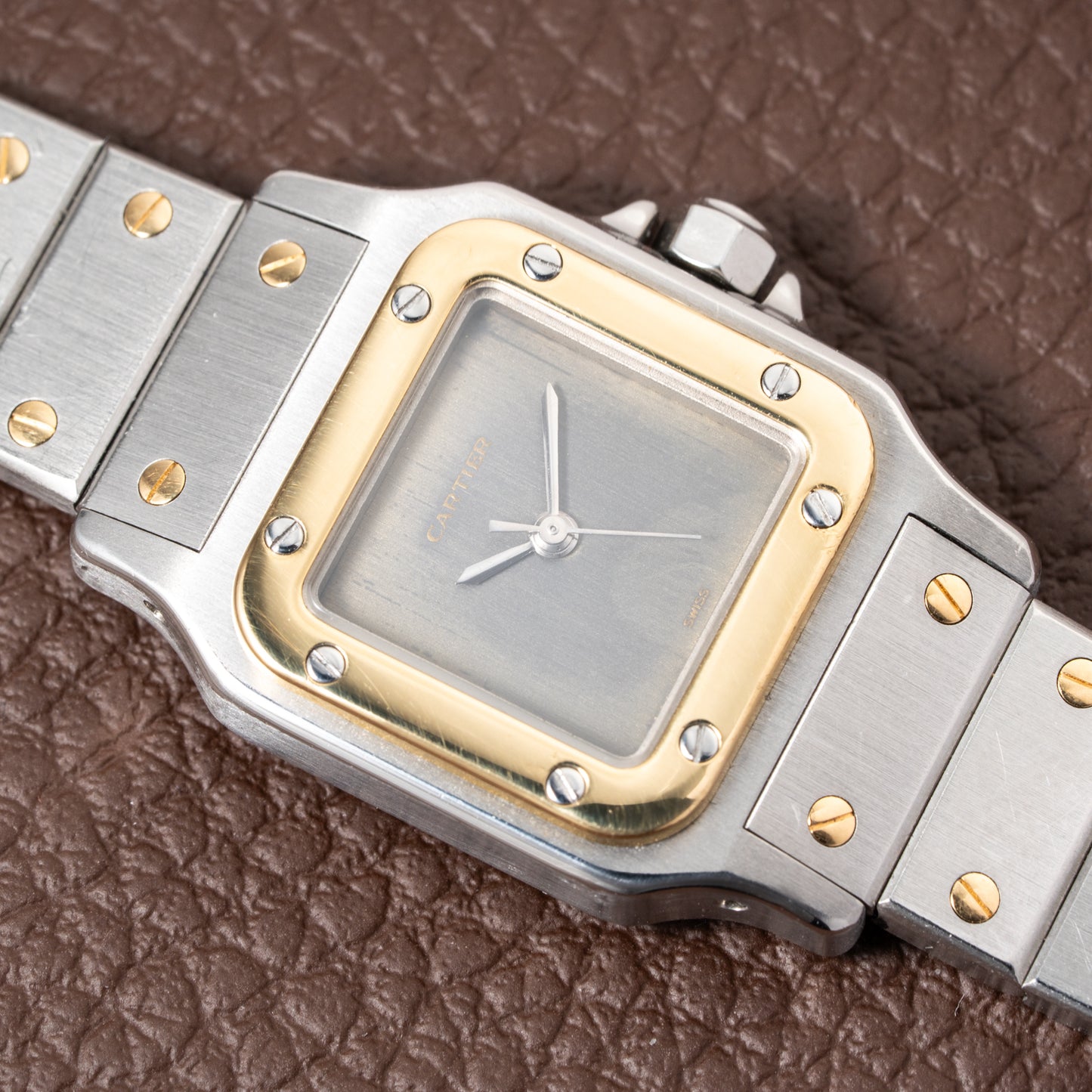 Cartier Santos Carrée Lady PM Grey Ghost Dial Ref 0902 from 1990s