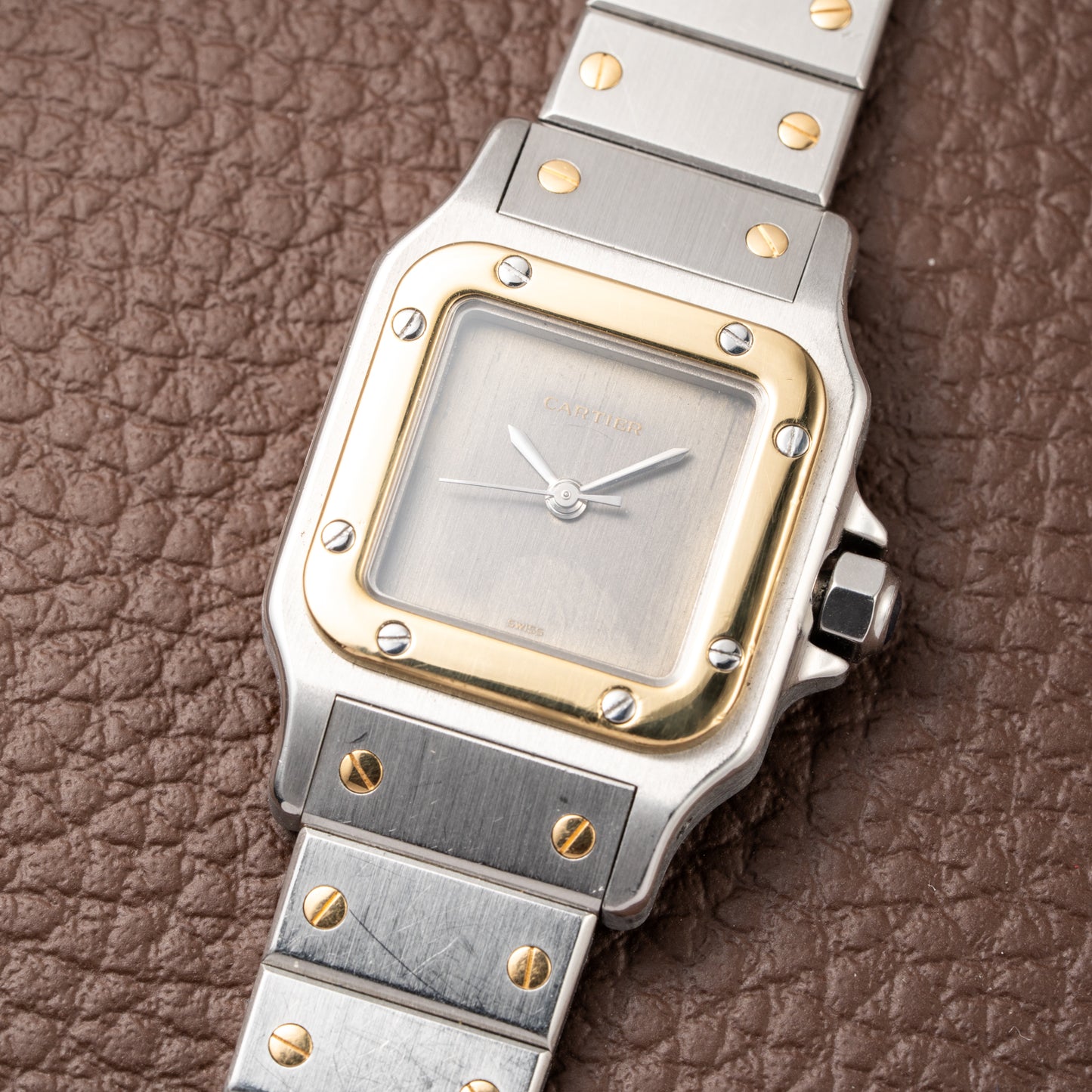 Cartier Santos Carrée Lady PM Grey Ghost Dial Ref 0902 from 1990s