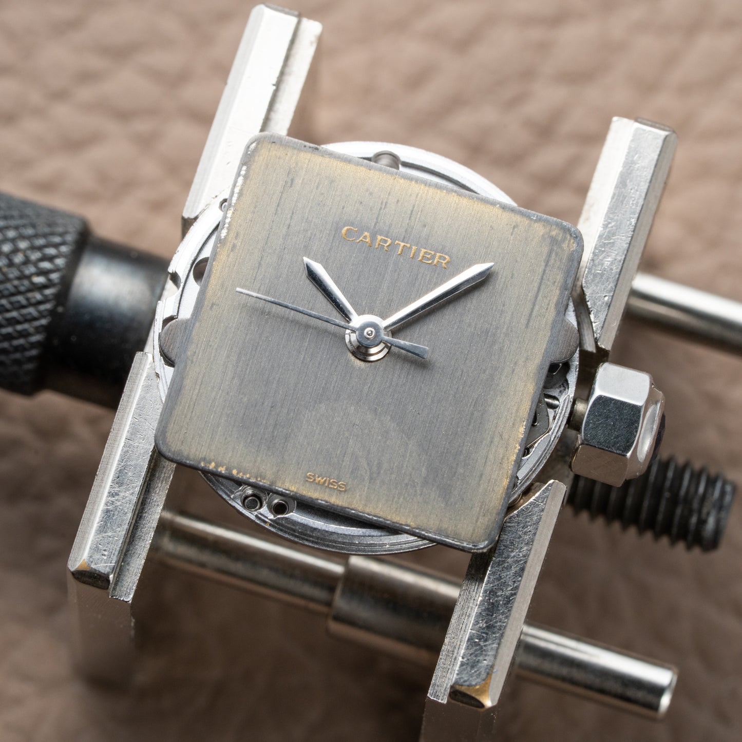 Cartier Santos Carrée Lady PM Grey Ghost Dial Ref 0902 from 1990s