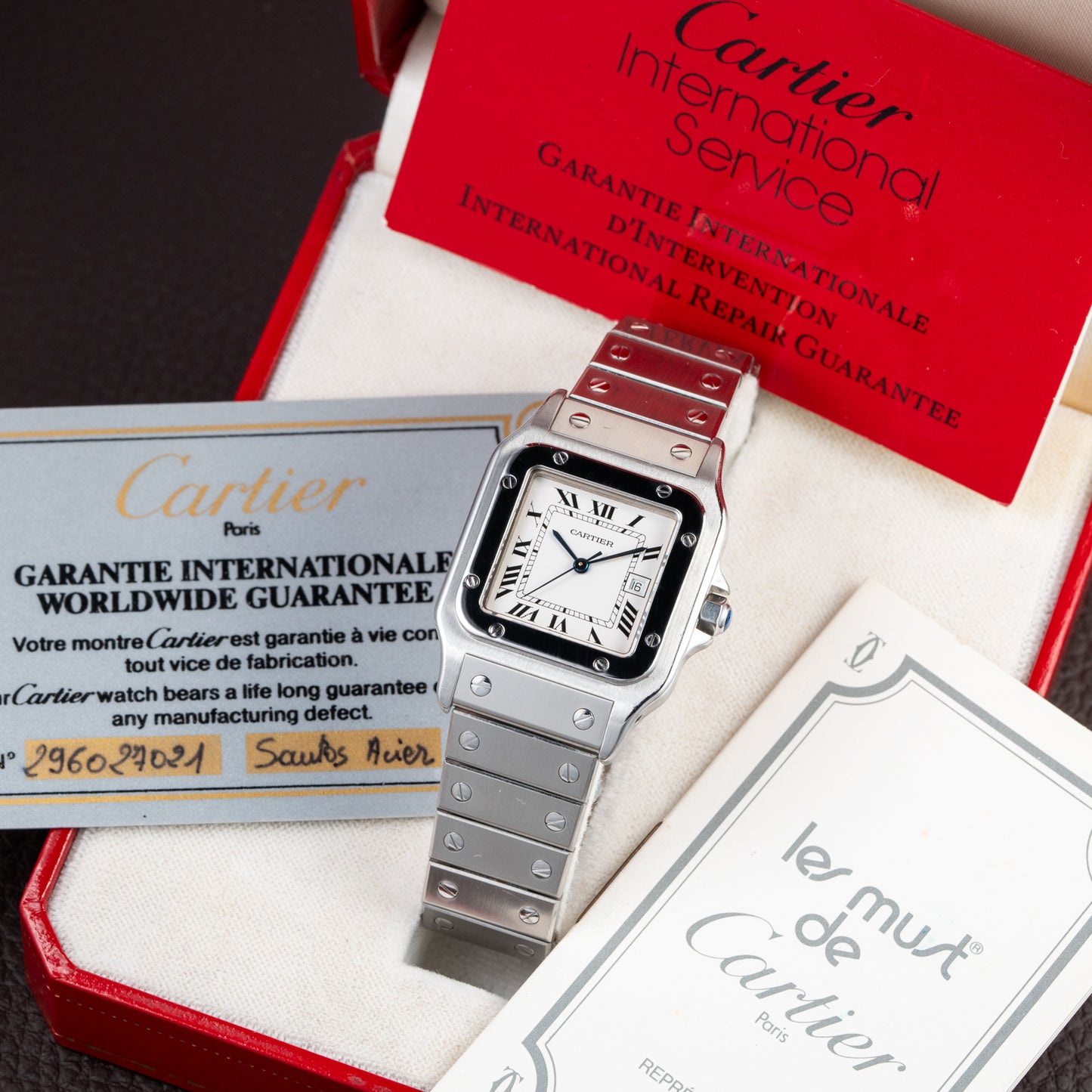 Cartier Santos Carrée Automatic Ref 2960 Full Set from 1985
