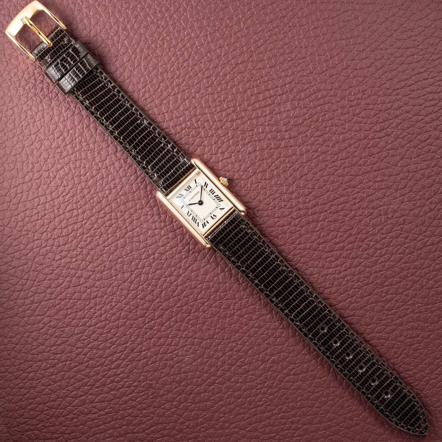 Cartier Tank Louis Lady Quartz PM White Roman Dial 18K Yellow Gold Ref 66001 from 1980s