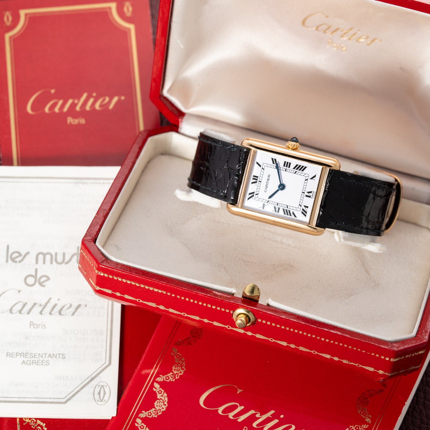 Cartier Tank Louis Paris Dial 18K Ref. 78086 with box and booklets from the 1980s