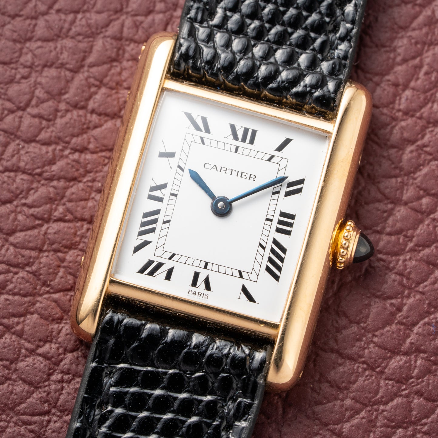 Cartier Tank Louis Paris Dial 18K Yellow Gold PM Ref 78087 from 1980s