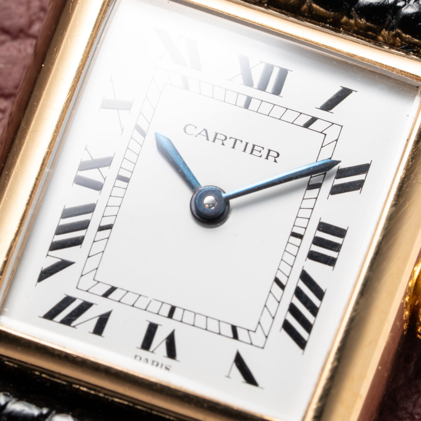 Cartier Tank Louis Paris Dial 18K Yellow Gold PM Ref 78087 from 1980s