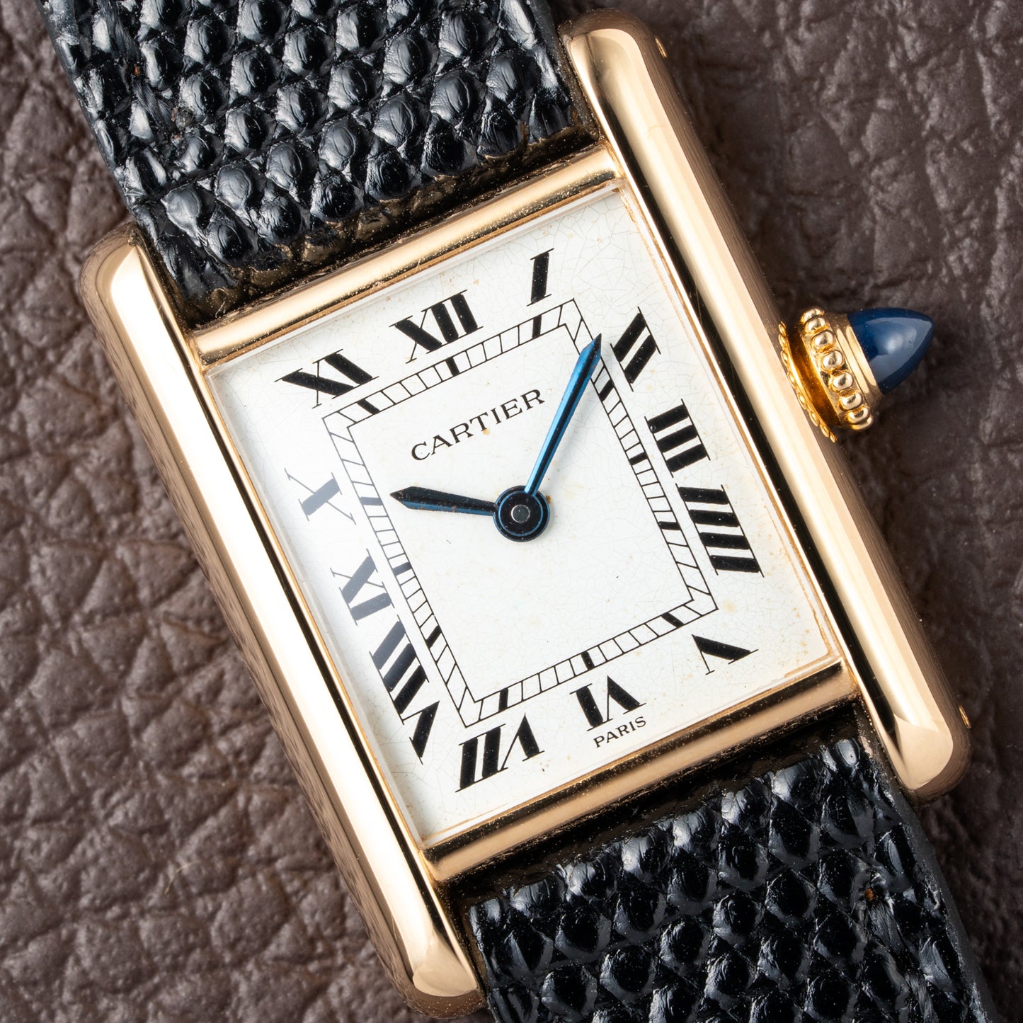 Cartier Tank Louis Paris Dial 18K Yellow Gold PM Ref 78087 from 1980s