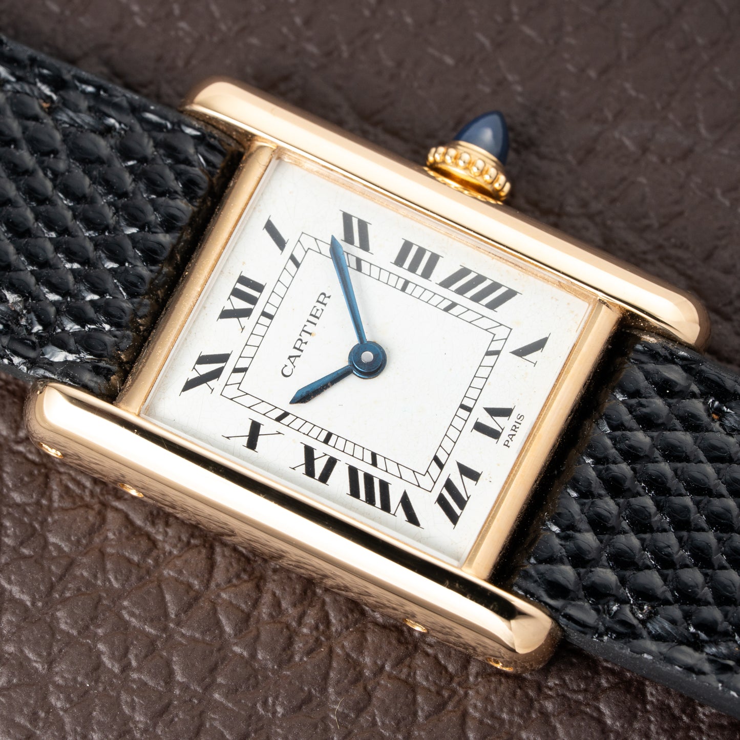 Cartier Tank Louis Paris Dial 18K Yellow Gold PM Ref 78087 from 1980s