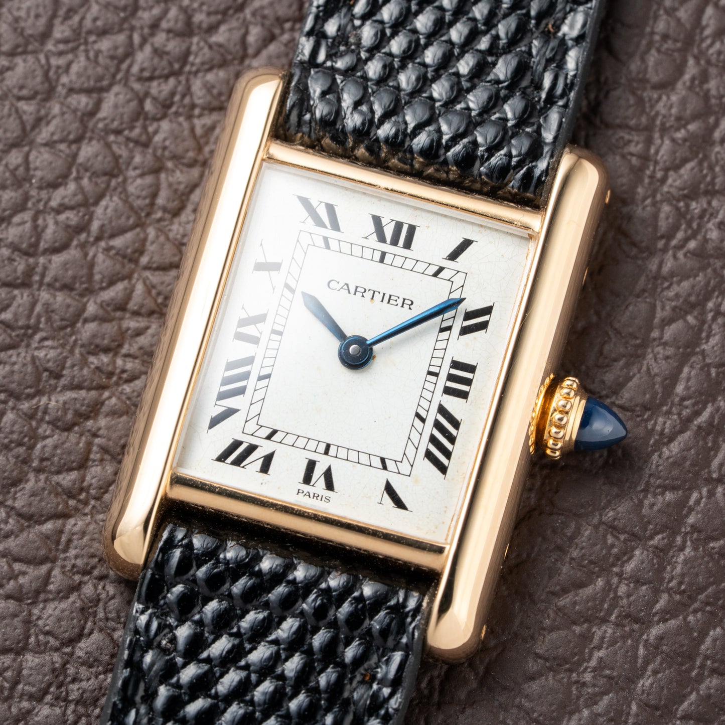 Cartier Tank Louis Paris Dial 18K Yellow Gold PM Ref 78087 from 1980s