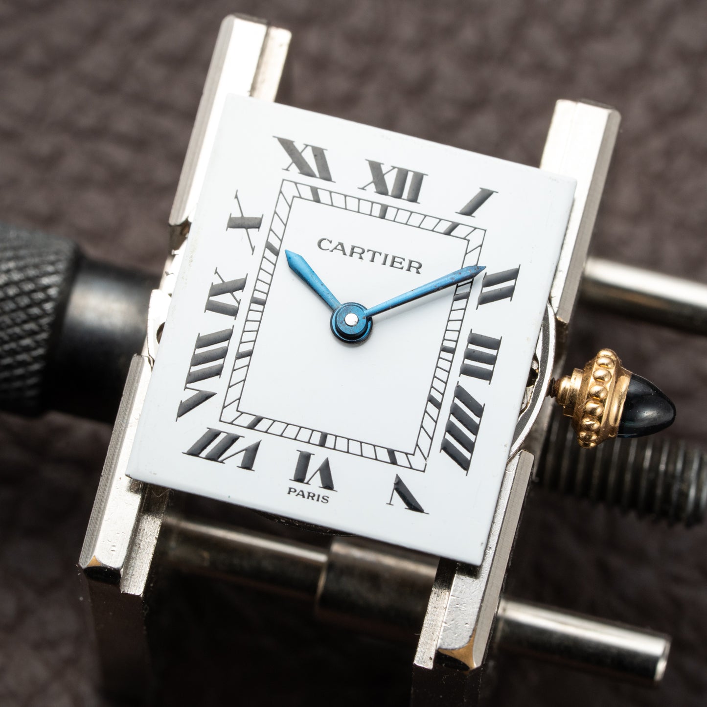 Cartier Tank Louis Paris Dial 18K Yellow Gold PM Ref 78087 from 1980s