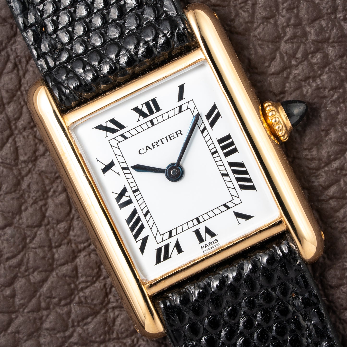 Cartier Tank Louis Paris Dial 18K Yellow Gold PM Ref 78087 from 1980s