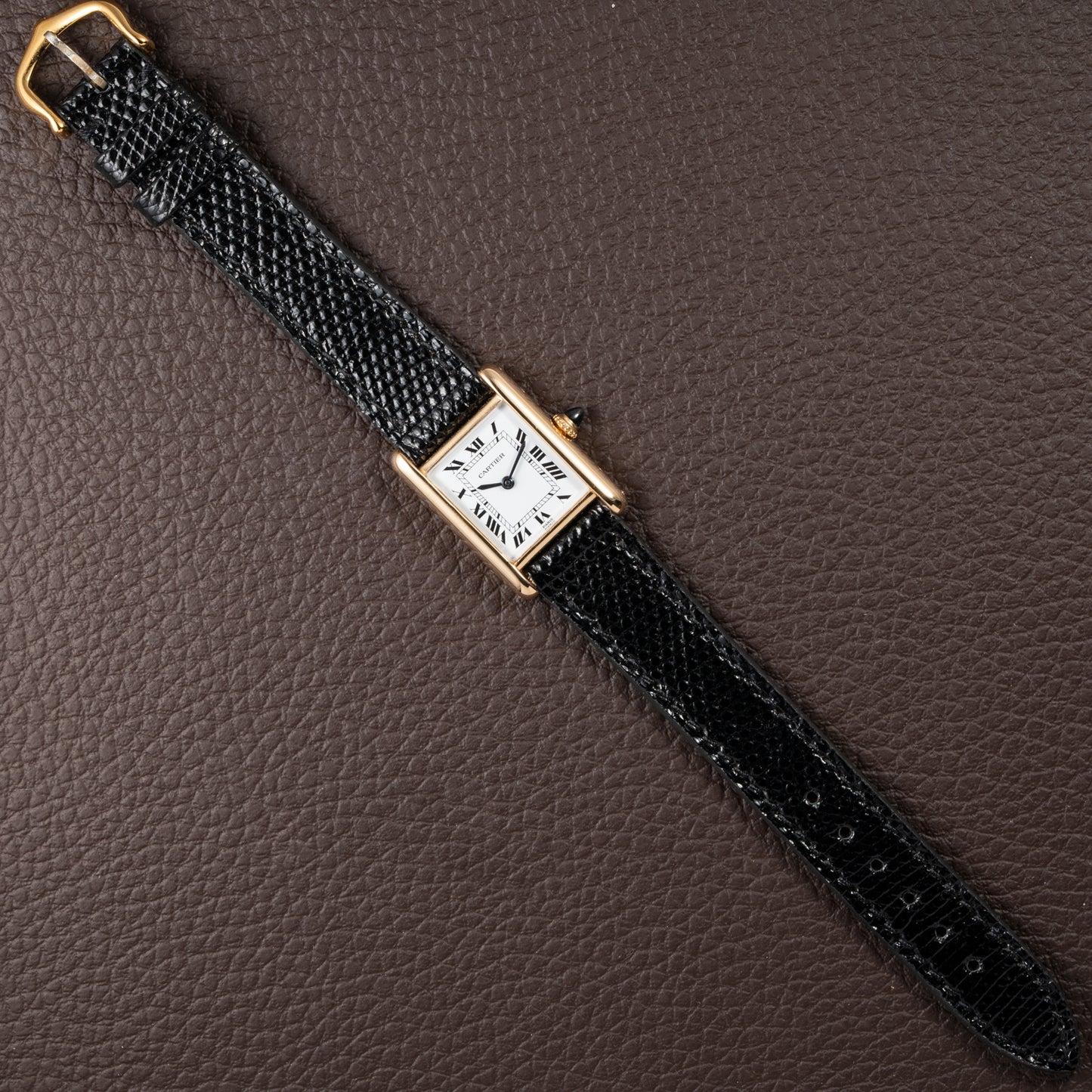 Cartier Tank Louis Paris Dial 18K Yellow Gold PM Ref 78087 from 1980s