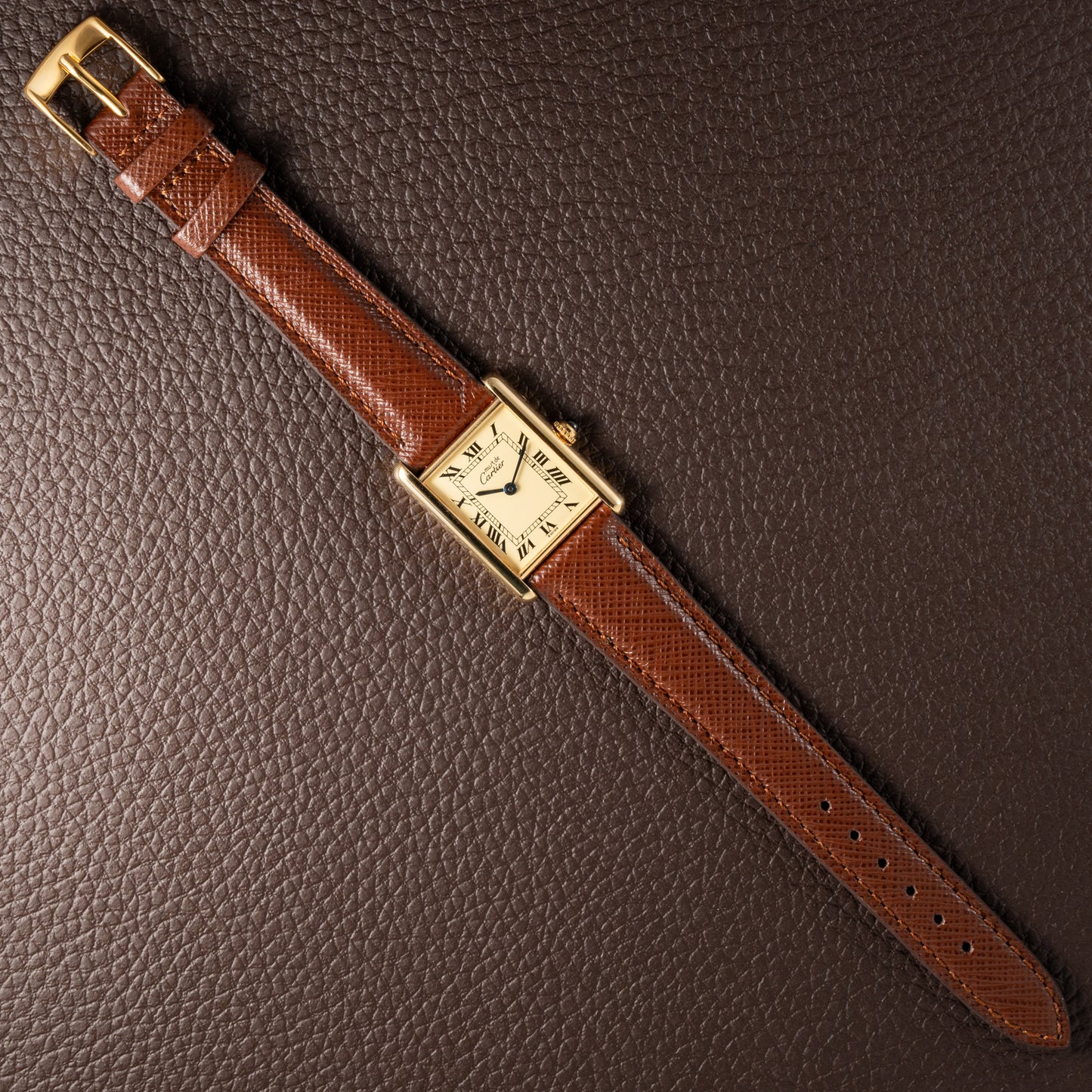 Cartier Tank Vermeil Must De Roman Lemon Dial Quartz GM Ref 1615