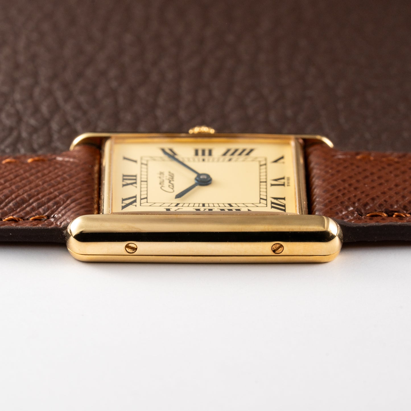 Cartier Tank Vermeil Must De Roman Lemon Dial Quartz GM Ref 1615