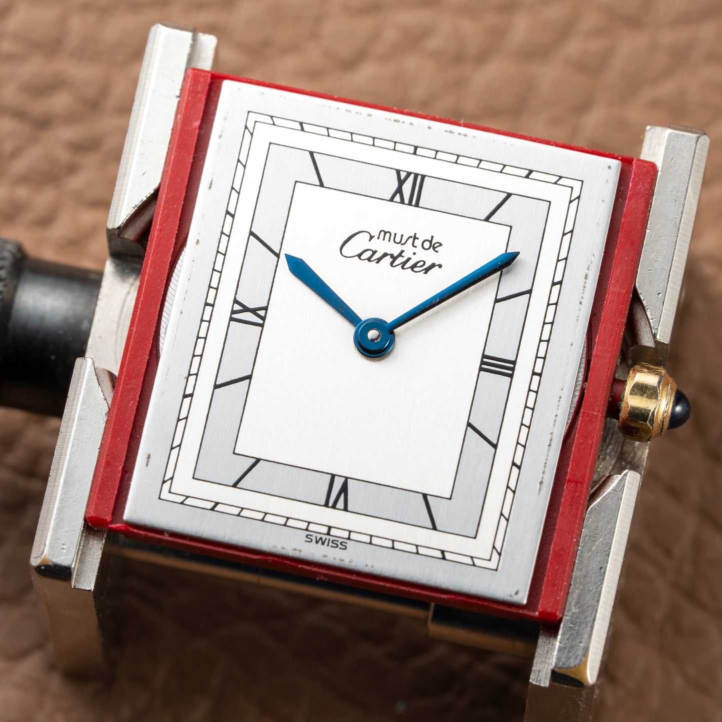 Cartier Tank Must de Vermeil Silver Art Deco Roman Dial GM Reference 6 81006