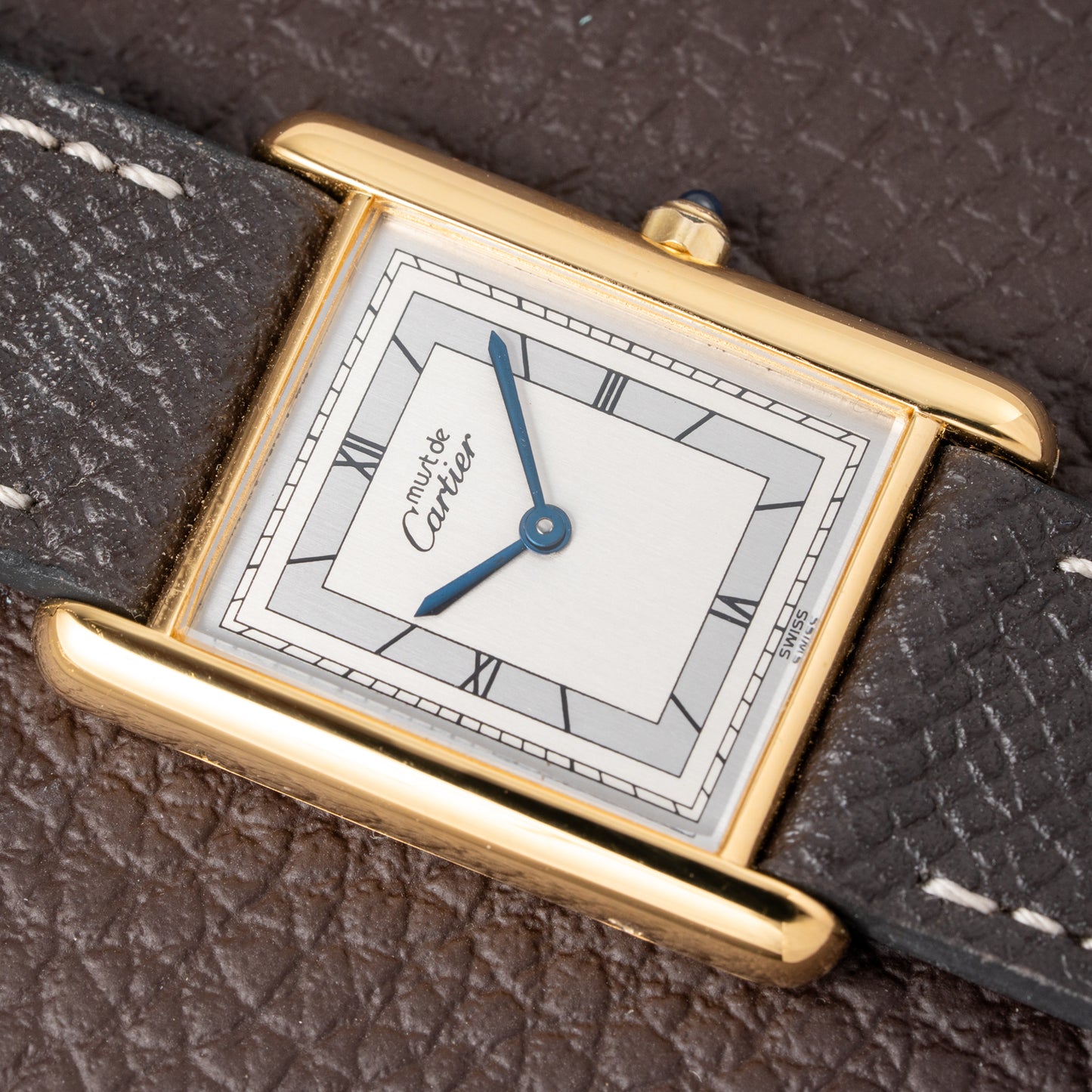 Cartier Tank Must de Vermeil Silver Art Deco Roman Dial GM Reference 6 81006