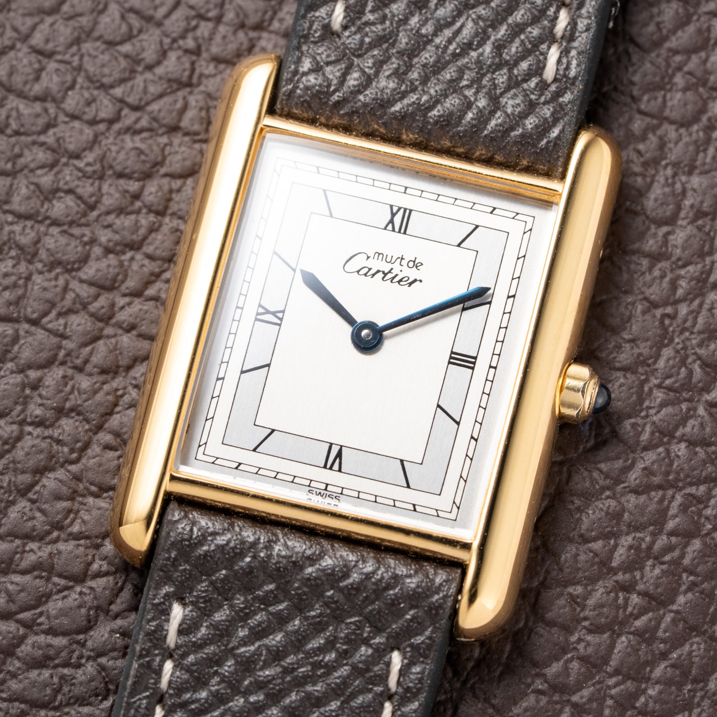 Cartier Tank Must de Vermeil Silver Art Deco Roman Dial GM Reference 6 81006