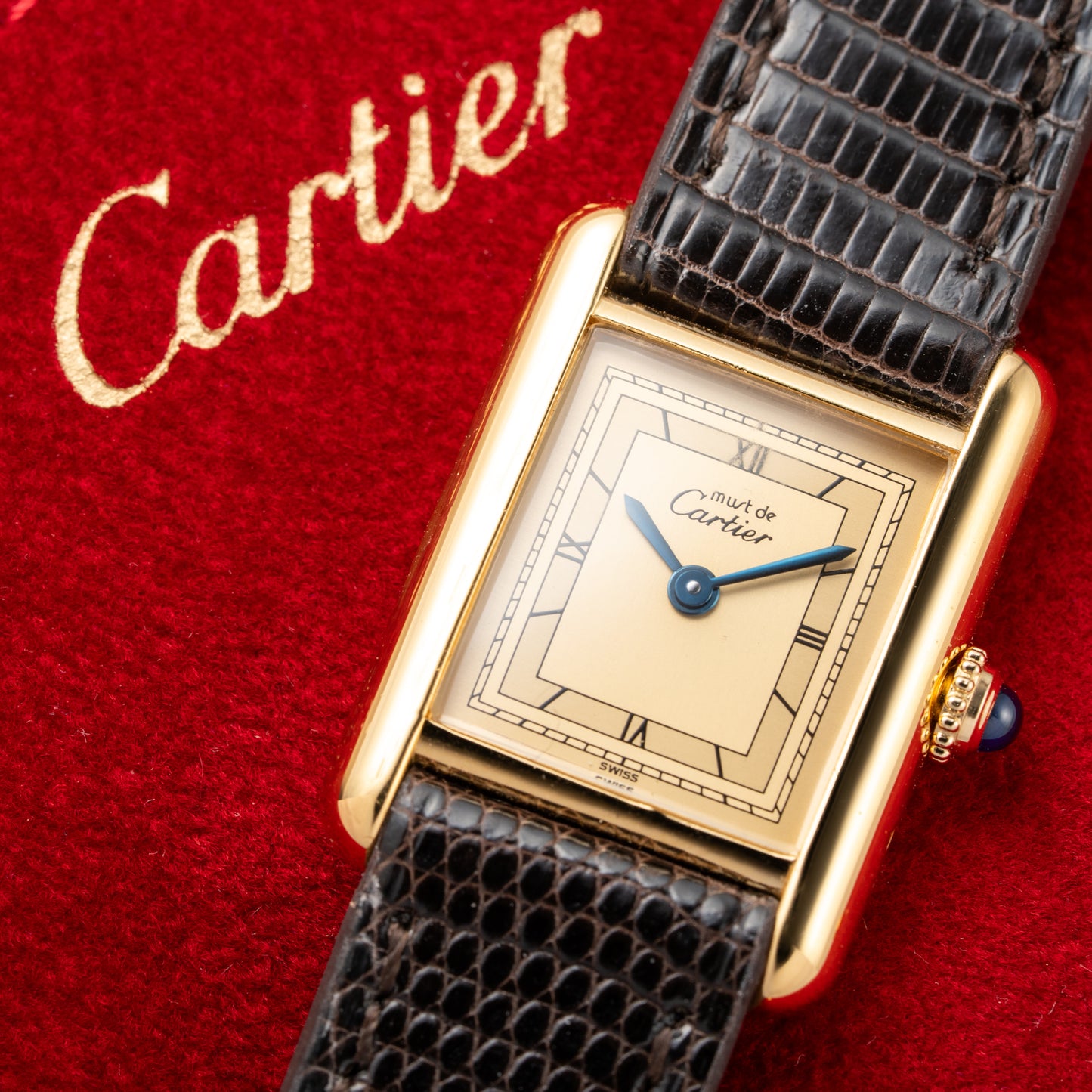 Cartier Tank Must de Vermeil Art Deco Roman Lemon Dial CARTIER SERVICED Ref. 3 66001