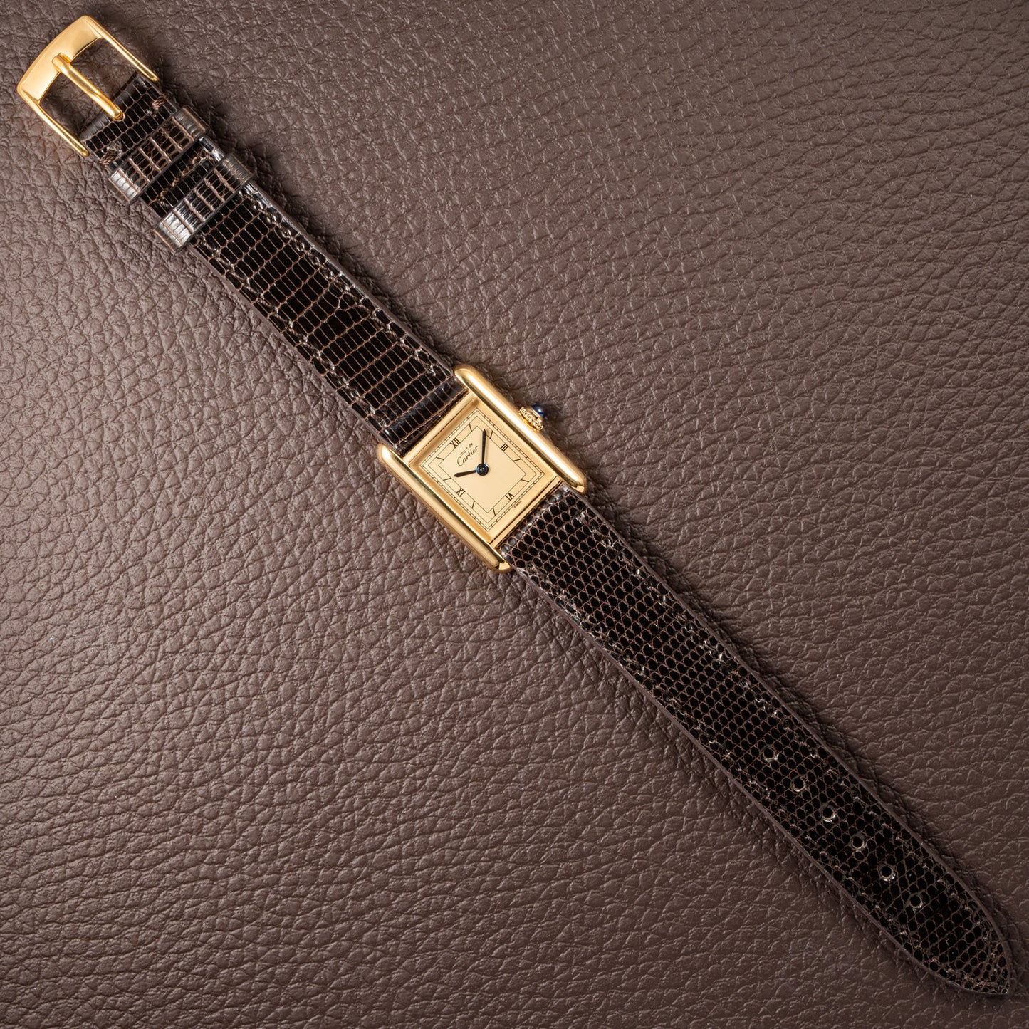 Cartier Tank Must de Vermeil Art Deco Roman Lemon Dial CARTIER SERVICED Ref. 3 66001